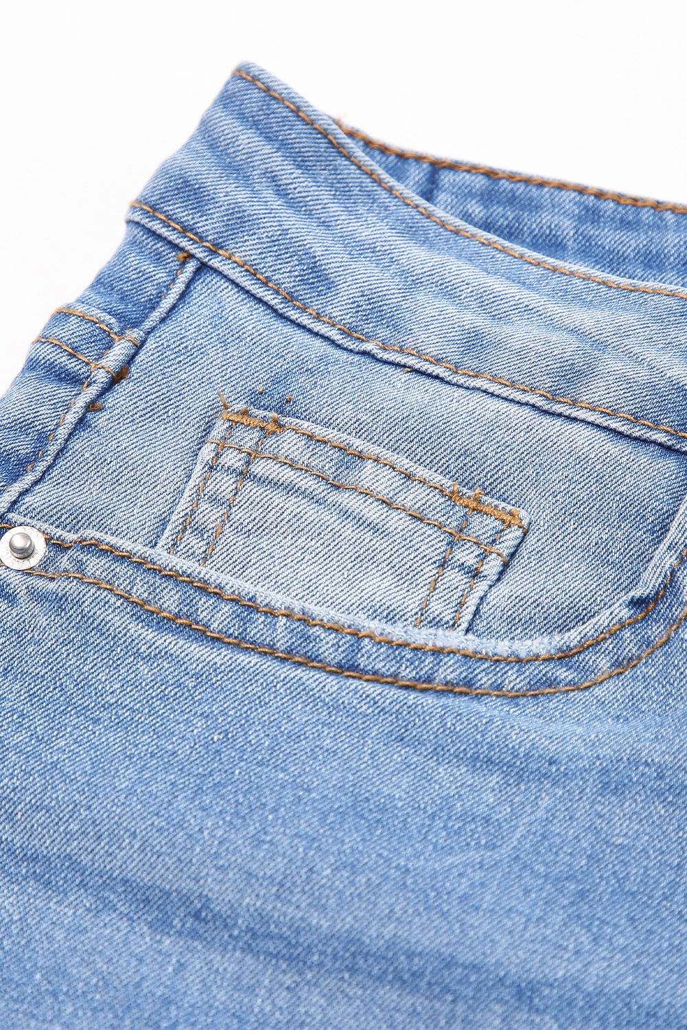 Sky Blue Whiskered Wash Raw Hem Cropped Jeans