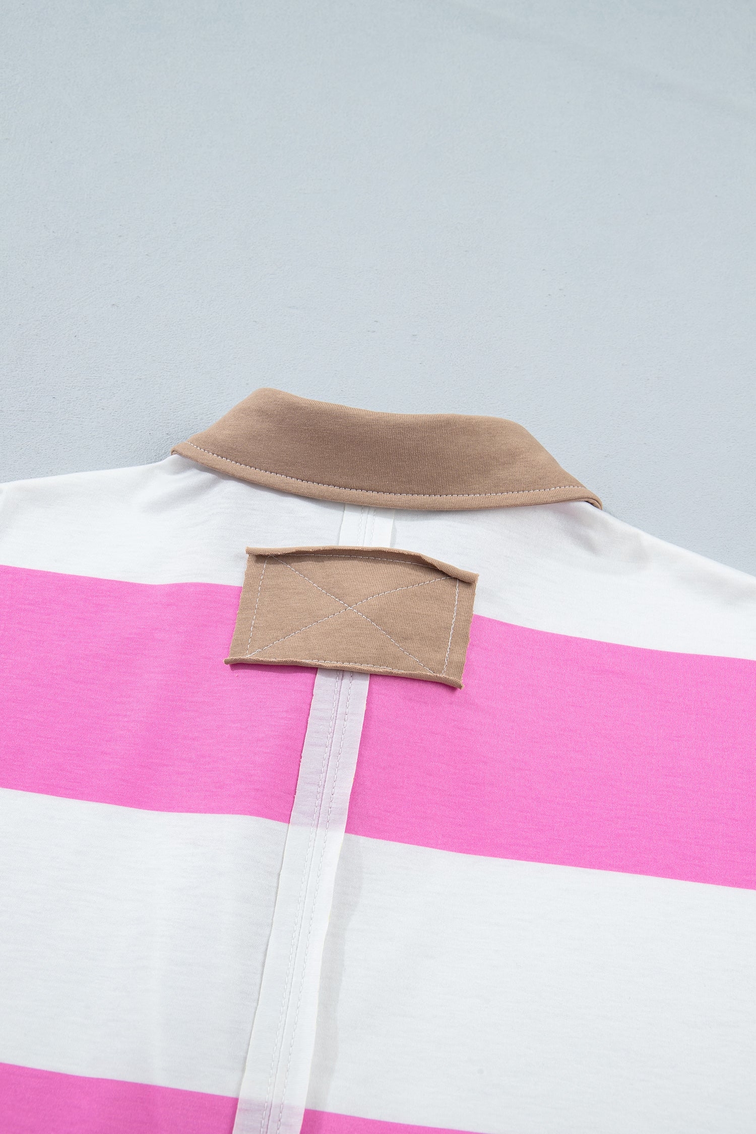 Colorblock Trim Polo Tee Drawstring Mini Skort 2pcs Set – Rose Stripe