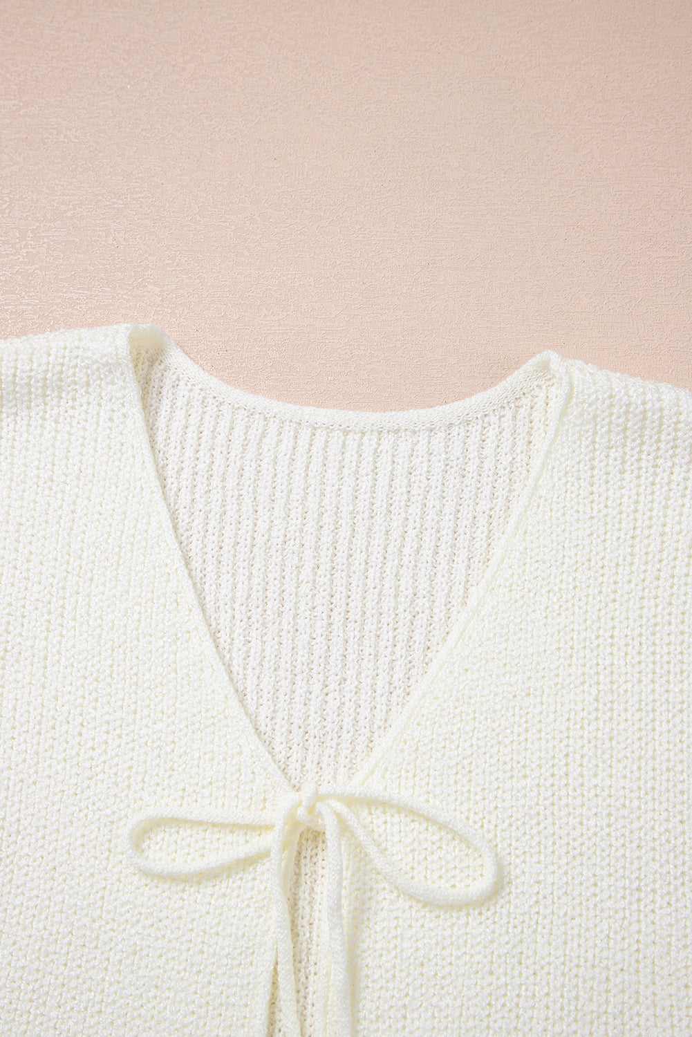 Beige Lace-up Front V Neck Sweater Vest eAura