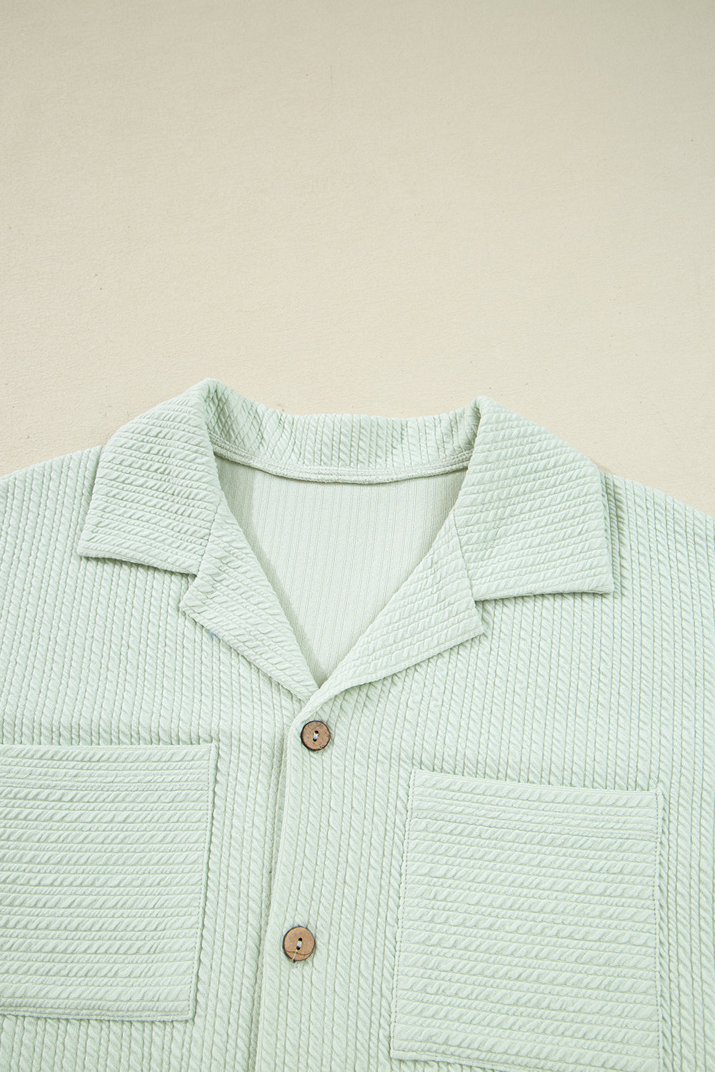 Clearly Aqua Textured Patched Chest Pocket Shirt and Pants Set Dear-Lover Dropshipping