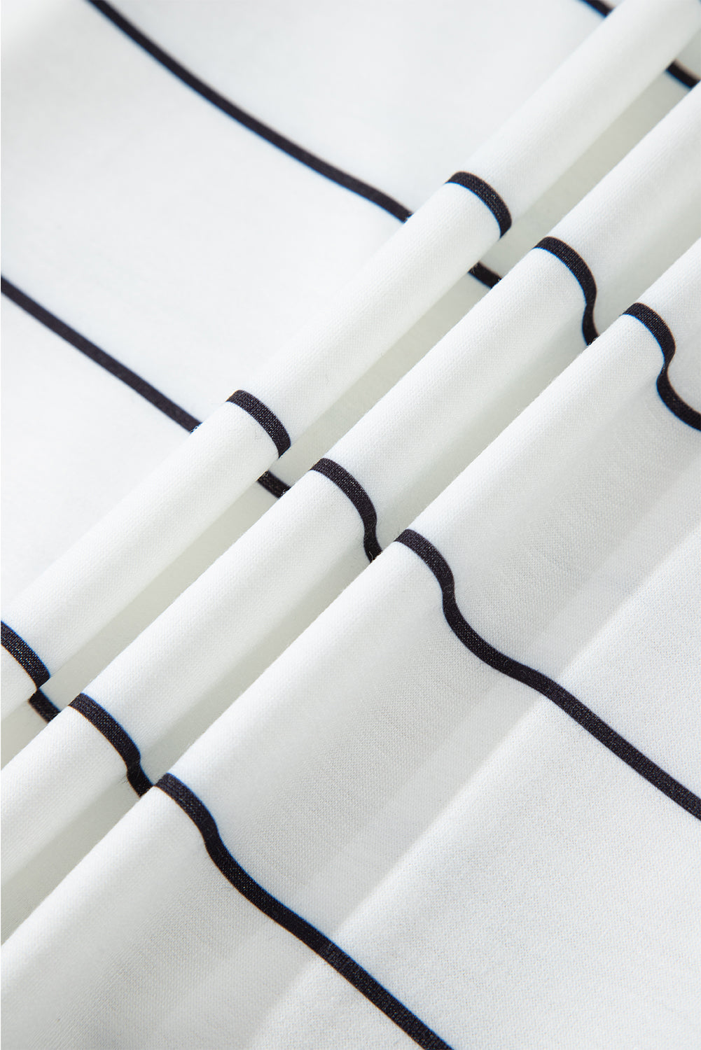 Zip V-Neck Stripe Print Drop Shoulder Long Sleeve Top - eAura