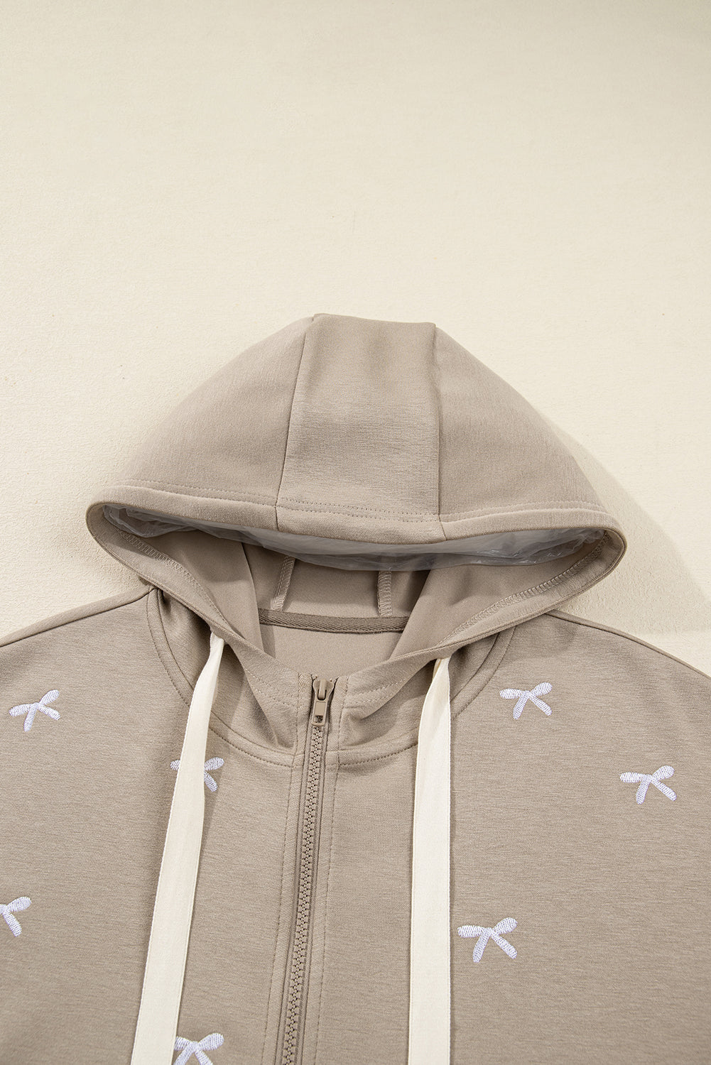 Goat Contrast Bow Embroidered Zip Up Jacket Hoodie Dear-Lover Dropshipping