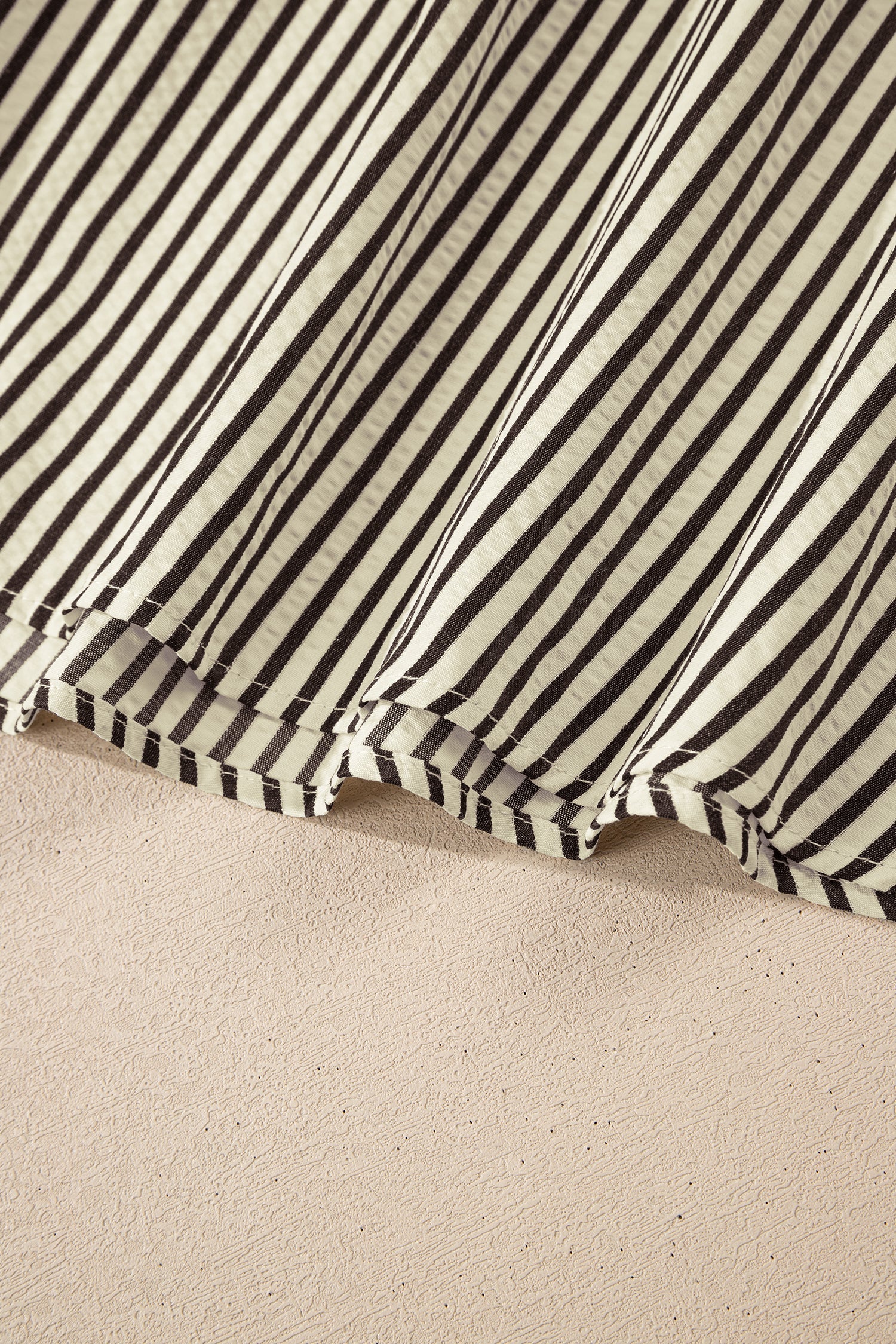 Striped V-Neck Zip Front Midi Dress - eAura