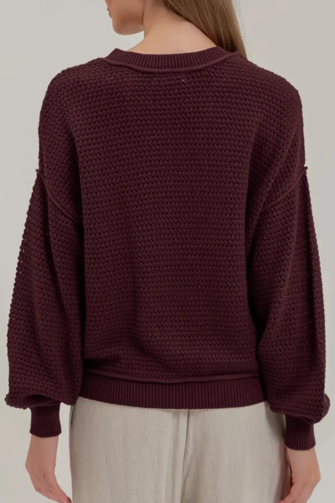Checkered Pattern Knit Loose Pullover Sweater