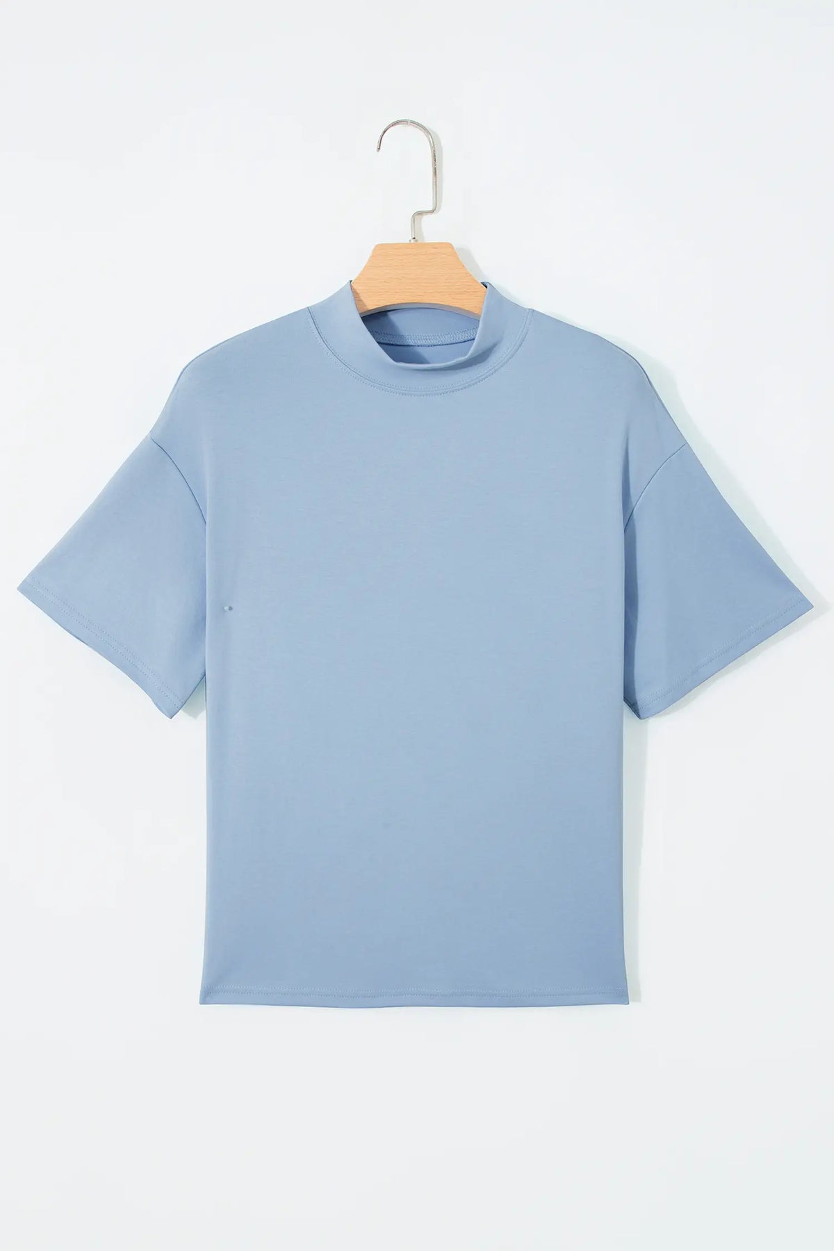Solid Colour High Neck Oversize Tee – Wisteria