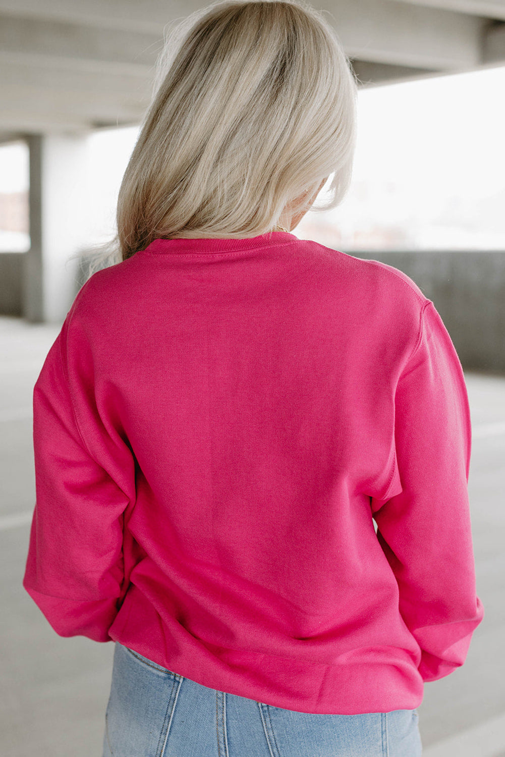 Strawberry Pink Cow & Sequin Double Heart Patch Graphic Sweatshirt eAura