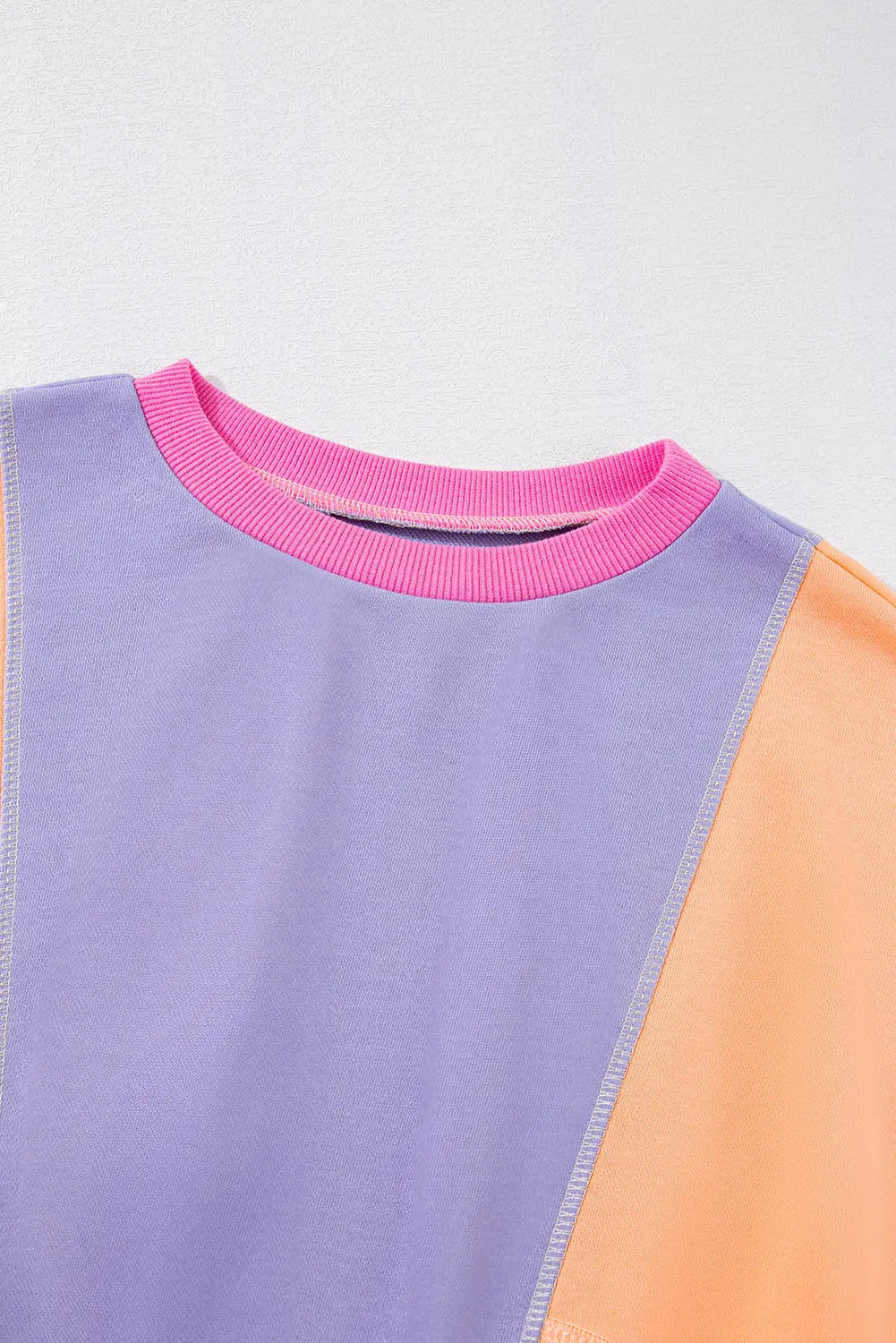 Grapefruit Orange Colourblock Patchwork Exposed Stitching Oversize Top - Sweaters & Cardigans/Sweaters