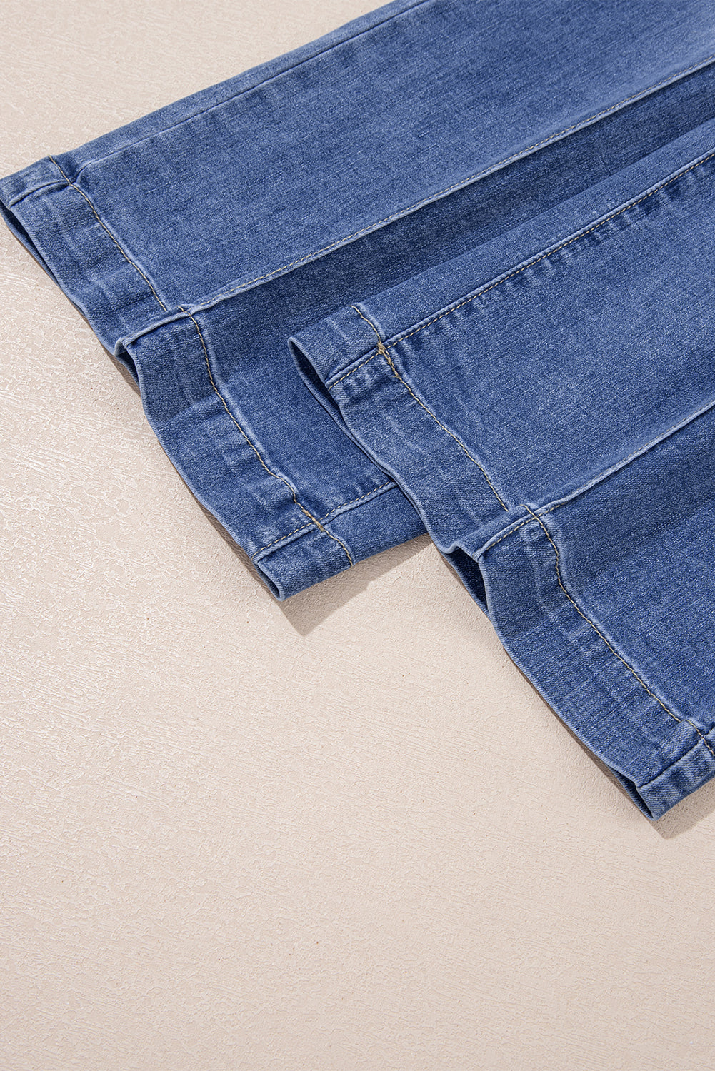 Beau Blue Tailored Center Seam Detail Straight Loose High Rise Jeans eAura