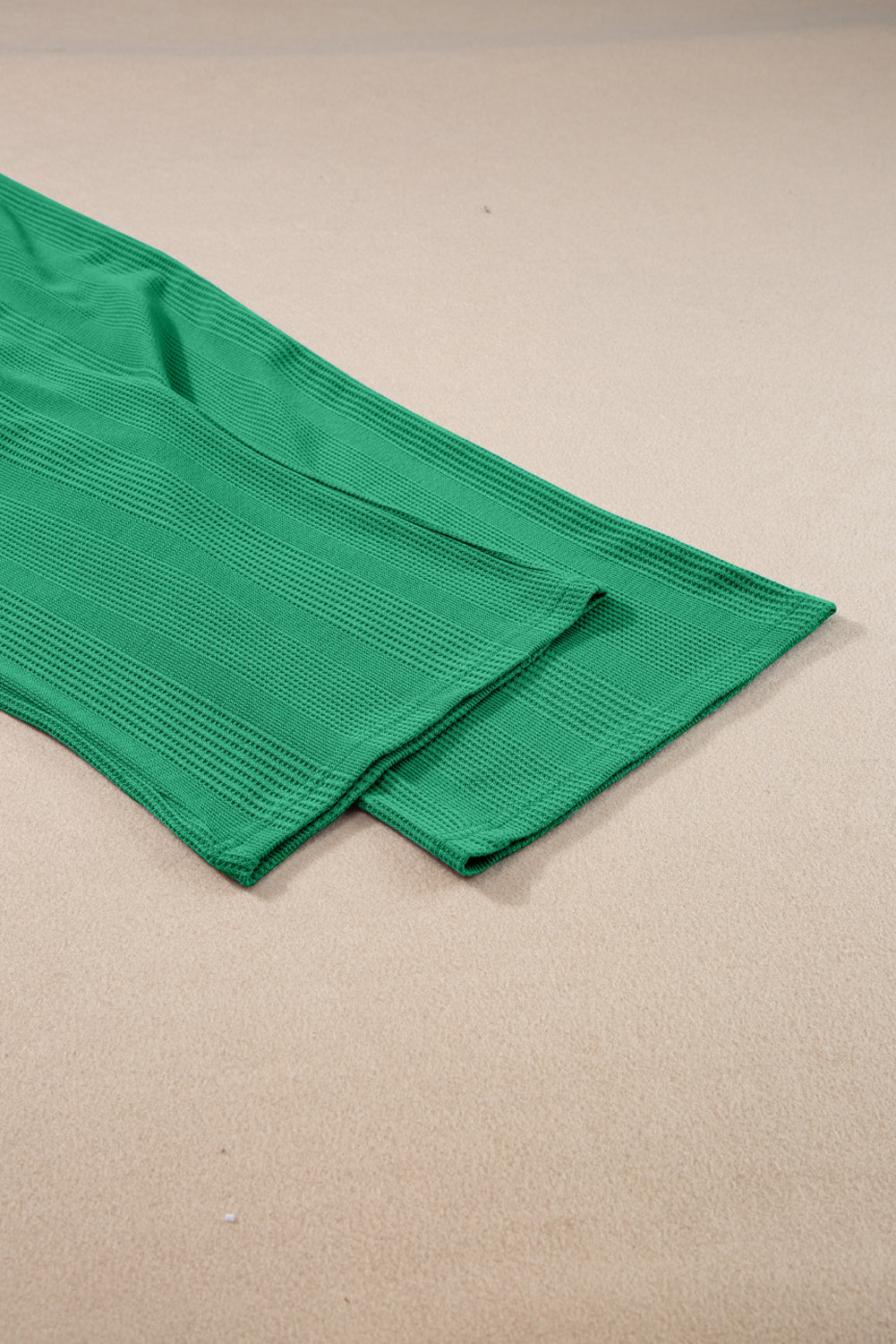 Green Solid Colour Ribbed Ruffle Tank Top and Trousers Set eAura