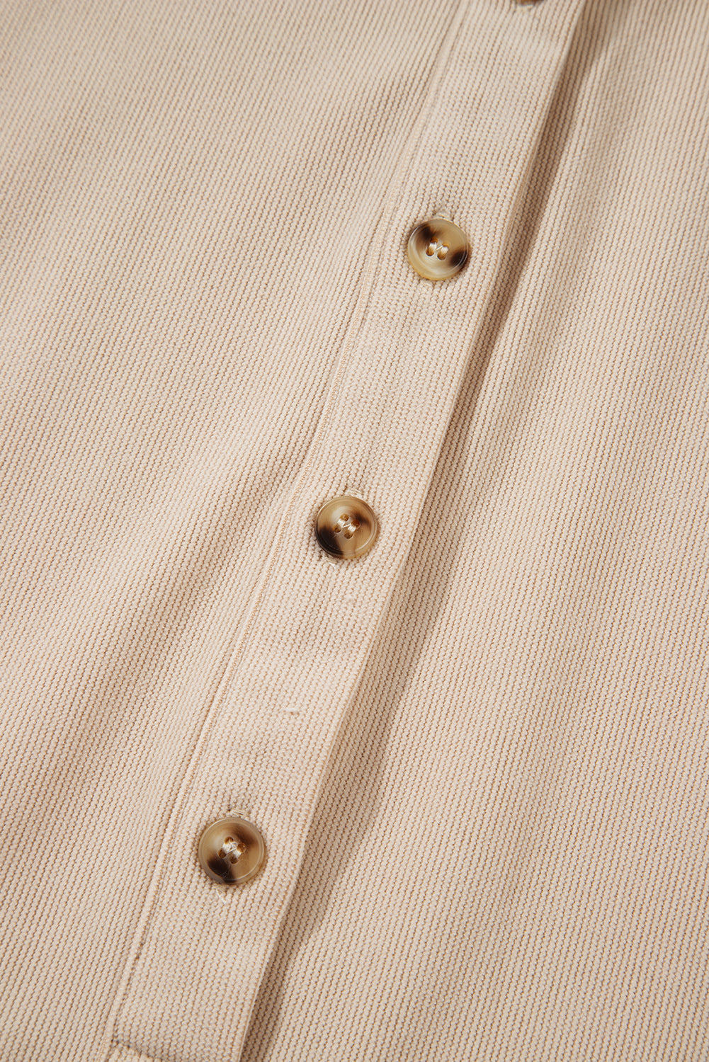 Oatmeal Corduroy Half Button Collared Long Sleeve Mini Dress eAura