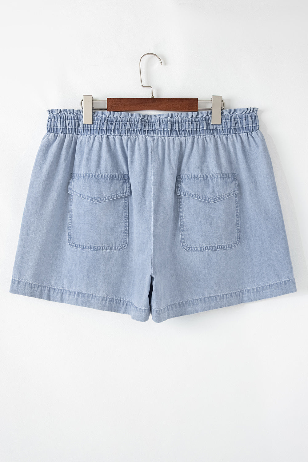 Beau Blue Pocketed Drawstring High Waist Plus Size Denim Shorts BB Fashion Outlet