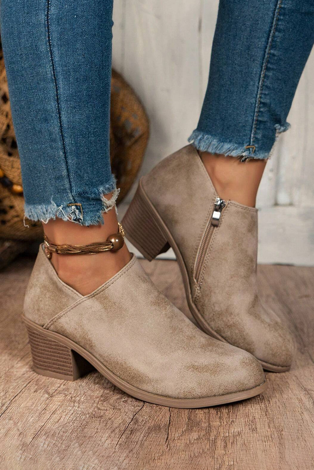 Coffee Suede Casual Ankle Boots - eAura