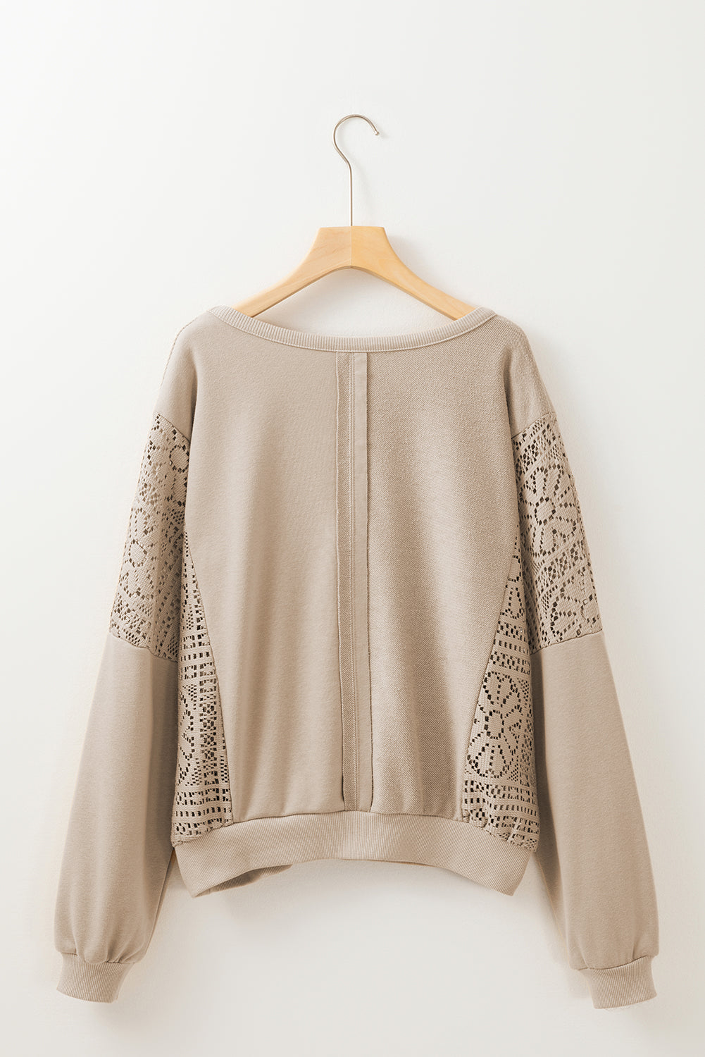 Knit Crochet Exposed Seam Ribbed Trim Sweatshirt eAura