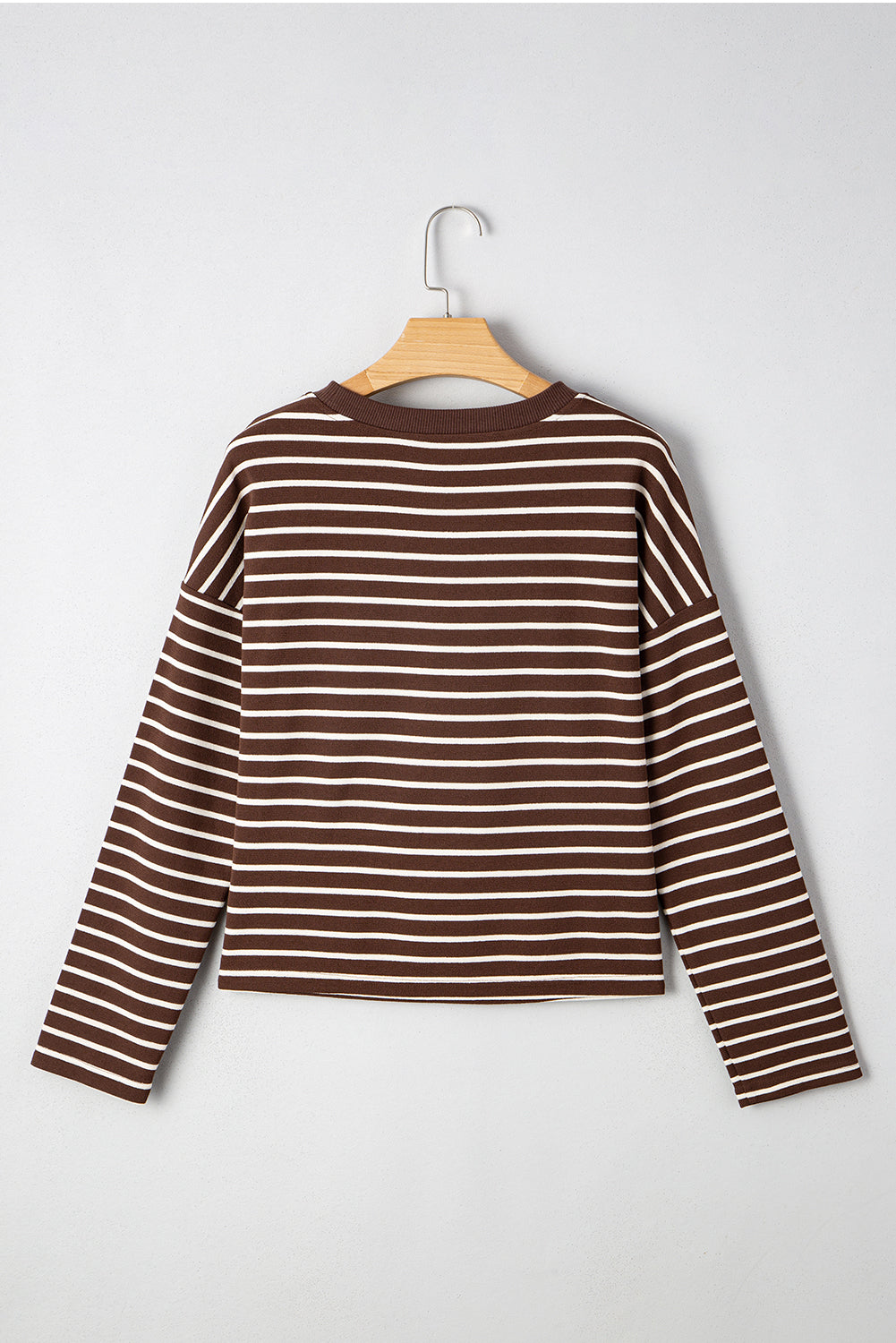 Striped Ribbed Cropped Long Sleeve T-Shirt - eAura
