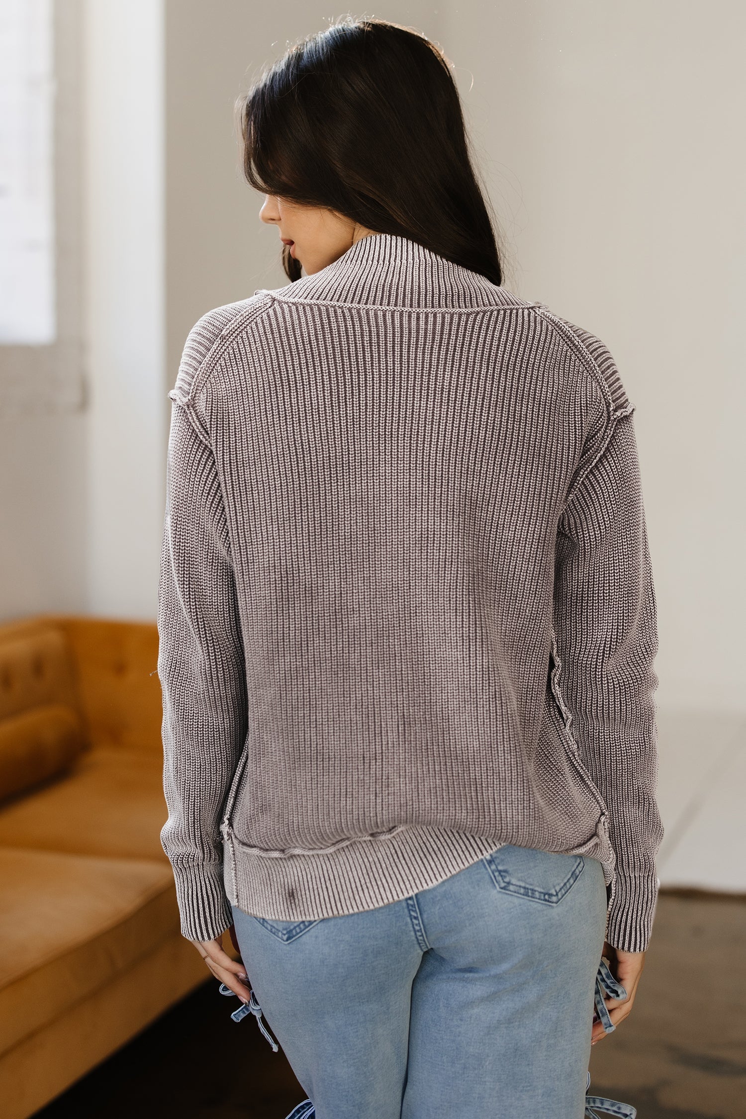 Mineral Wash Exposed Seam Patchwork Knit Open Sweater Cardigan - Sweaters & Cardigans/Cardigans