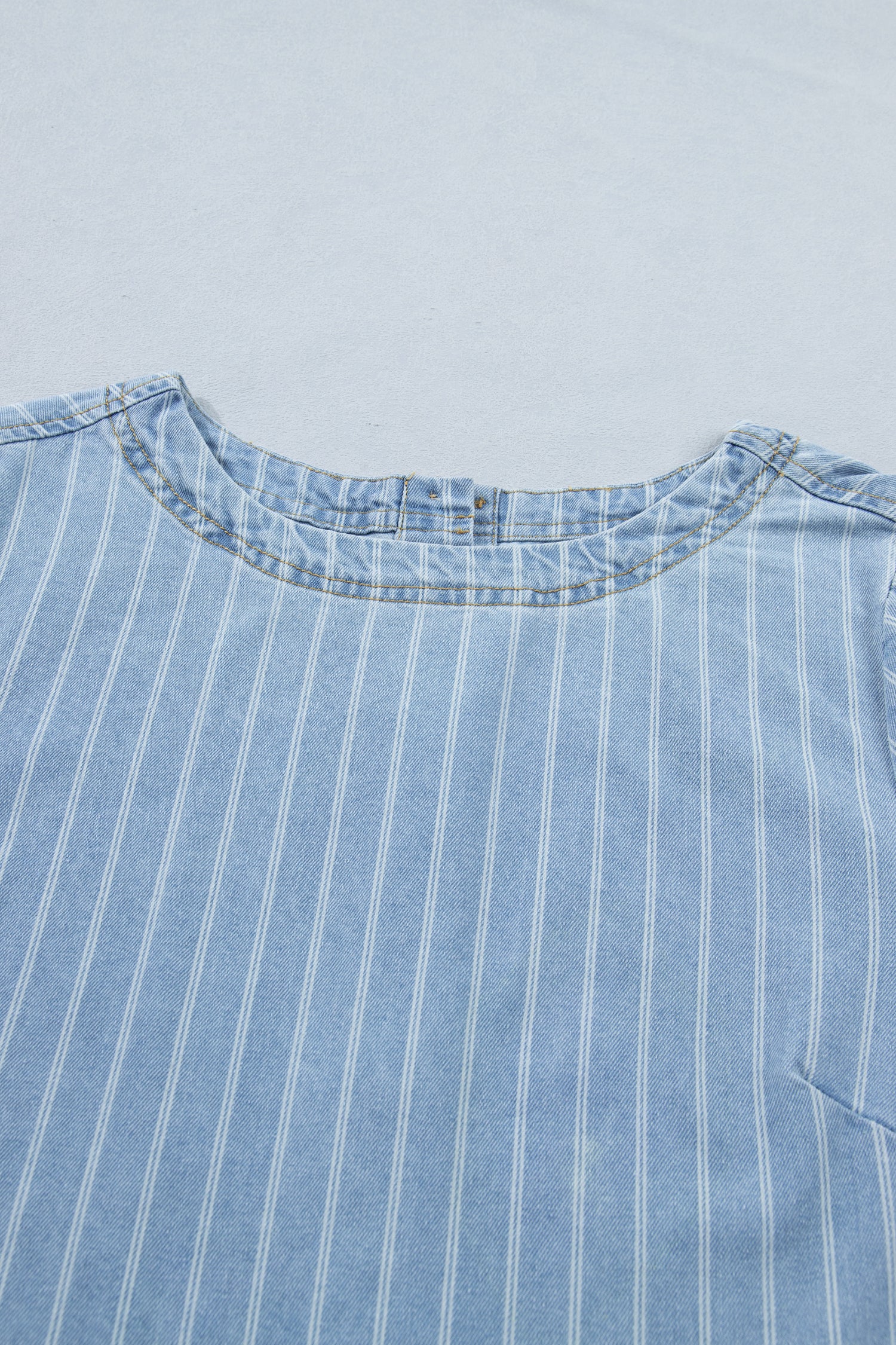 Stripe Buttoned Back T-Shirt Denim Mini Dress