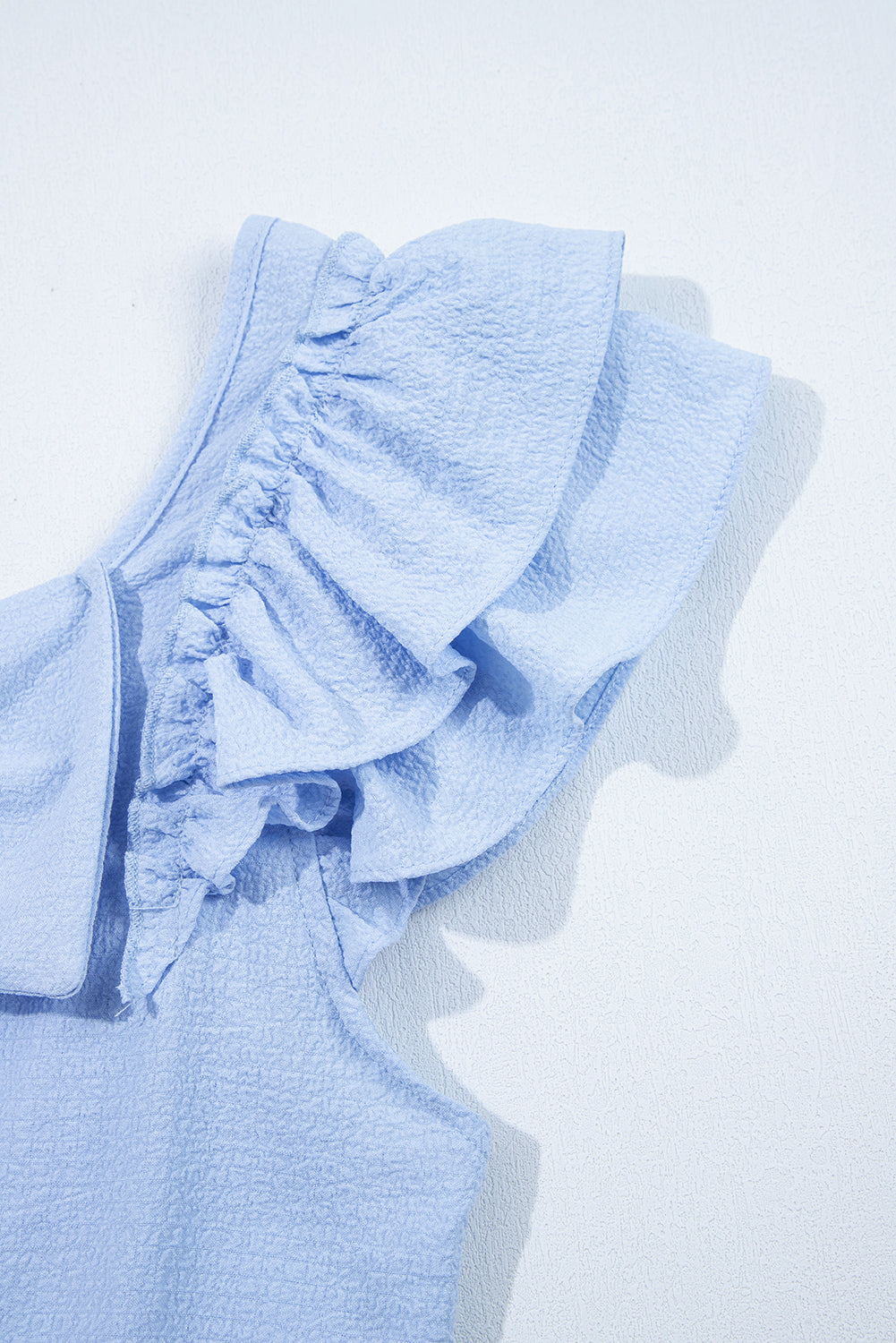 Beige Textured Bow Knot Frilled Butterfly Sleeve Blouse eAura