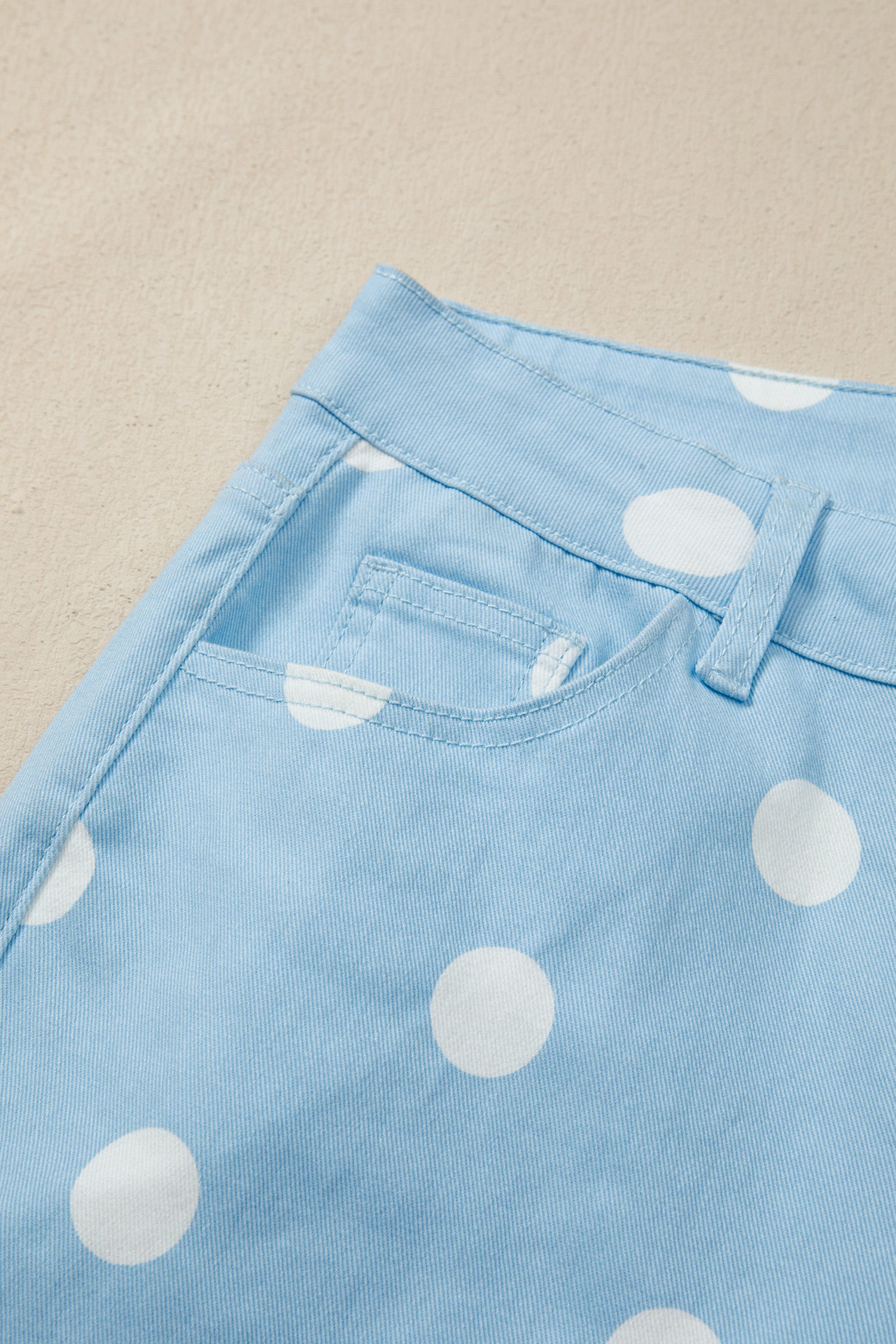 Polka Dot Print Raw Hem Shift Jeans