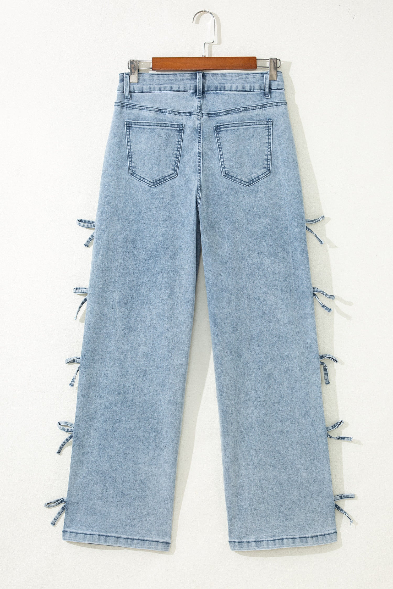 Bow Knot Side Detail Straight Leg Loose Jeans - Bottoms/Jeans