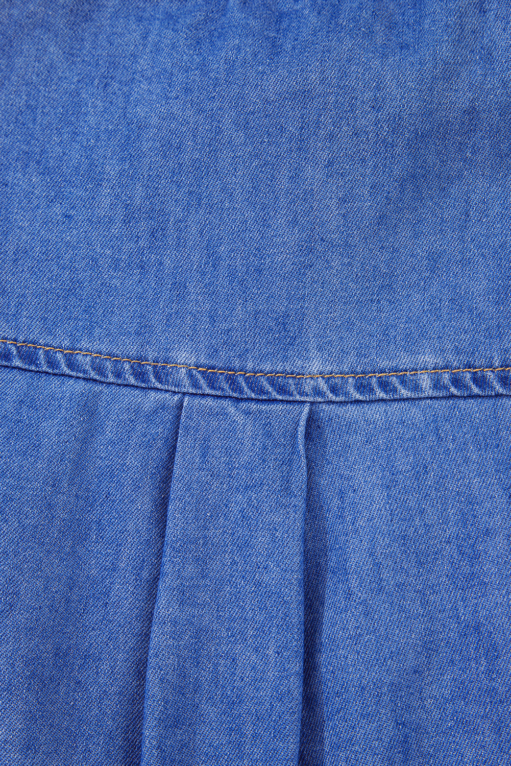 Mineral Wash Cap Sleeve Ruffled Button Up Denim Shirt eAura