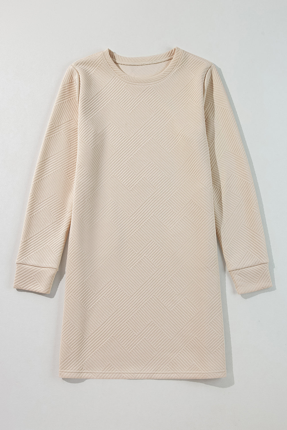 Textured Long Sleeve Shift Dress - Dresses/Mini Dresses