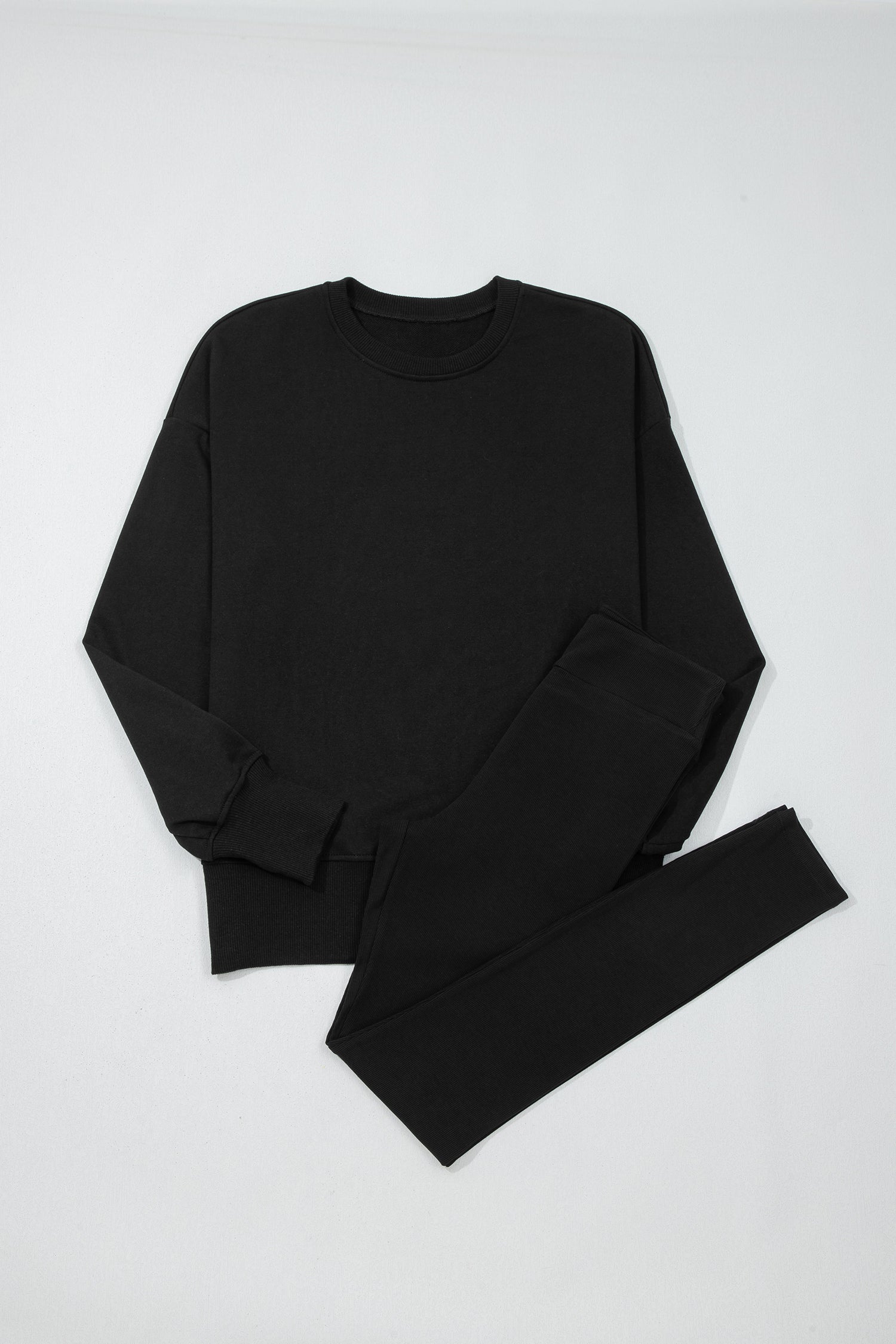Oversize Slit Sweatshirt and Ribbed Leggings Co-ord Set