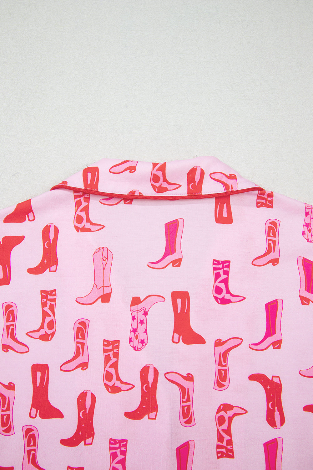 Pink Western Cowgirl Boots Printed Shirt Ruffled Shorts Pyjama Set eAura