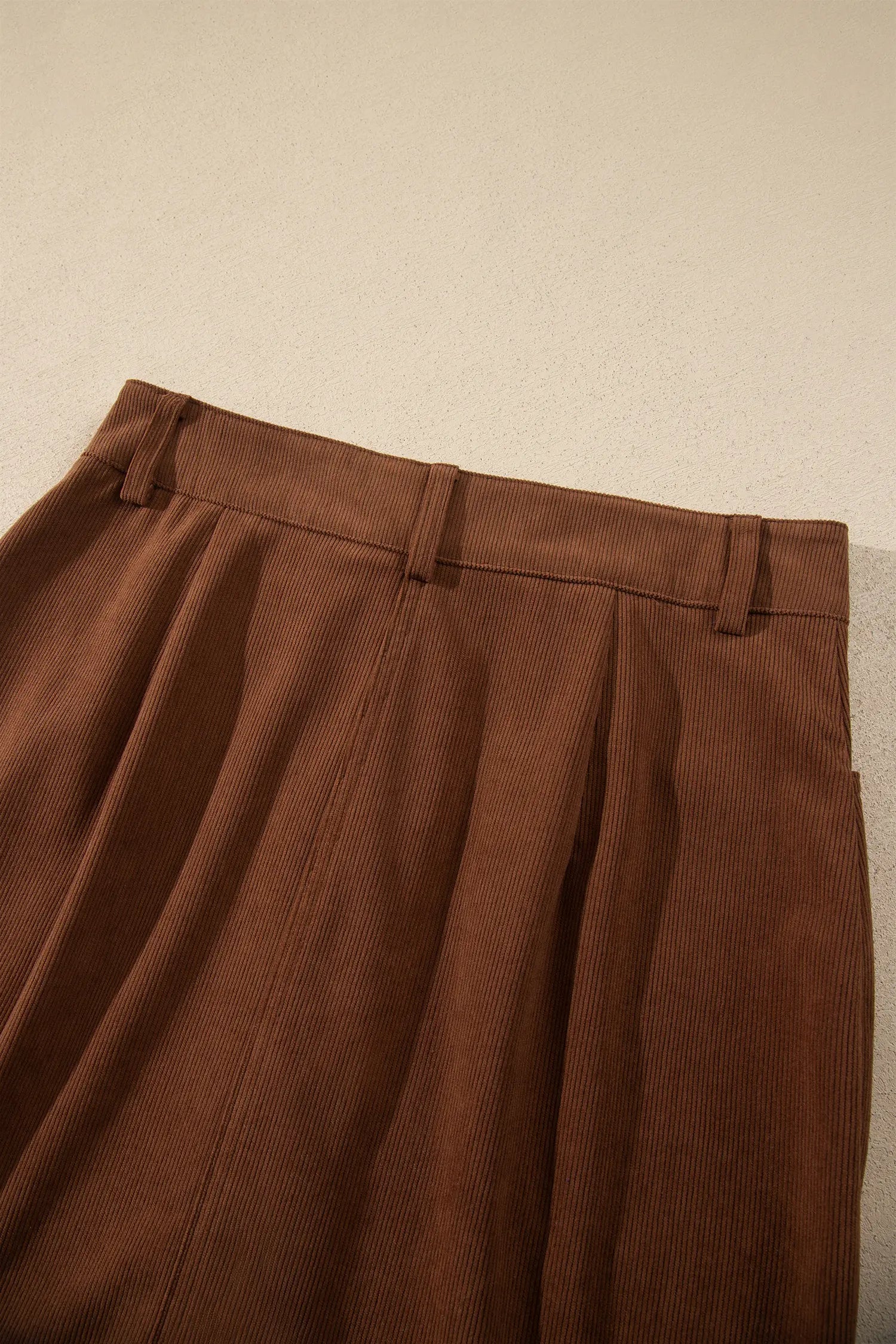 Coffee Button Front Corduroy Mini Pockets Sheath Silhouette Skirt