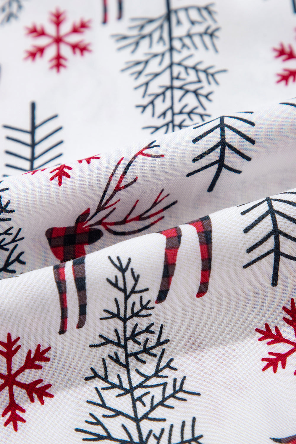 White Christmas Deer Print Shirt and Shorts Pyjama Set - eAura