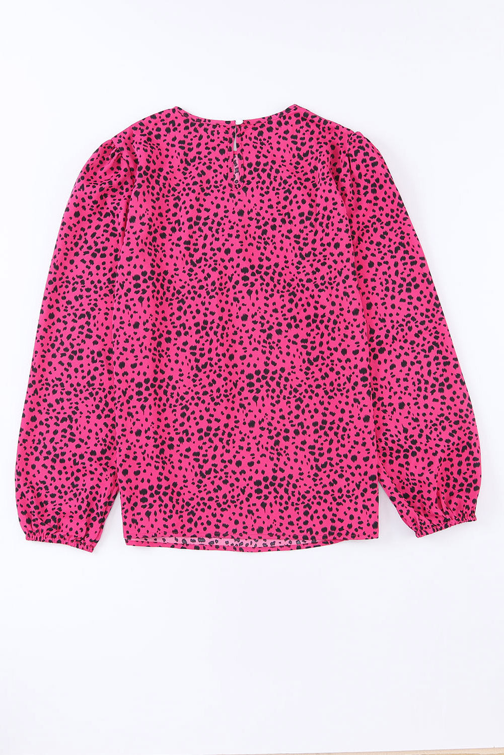 Rose Leopard Print Pleated Blouse with Keyhole eAura
