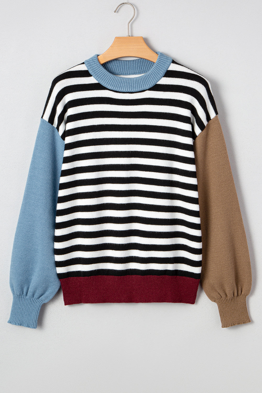 Striped Panels Colourblock Sleeve Sweater Dear-Lover Dropshipping