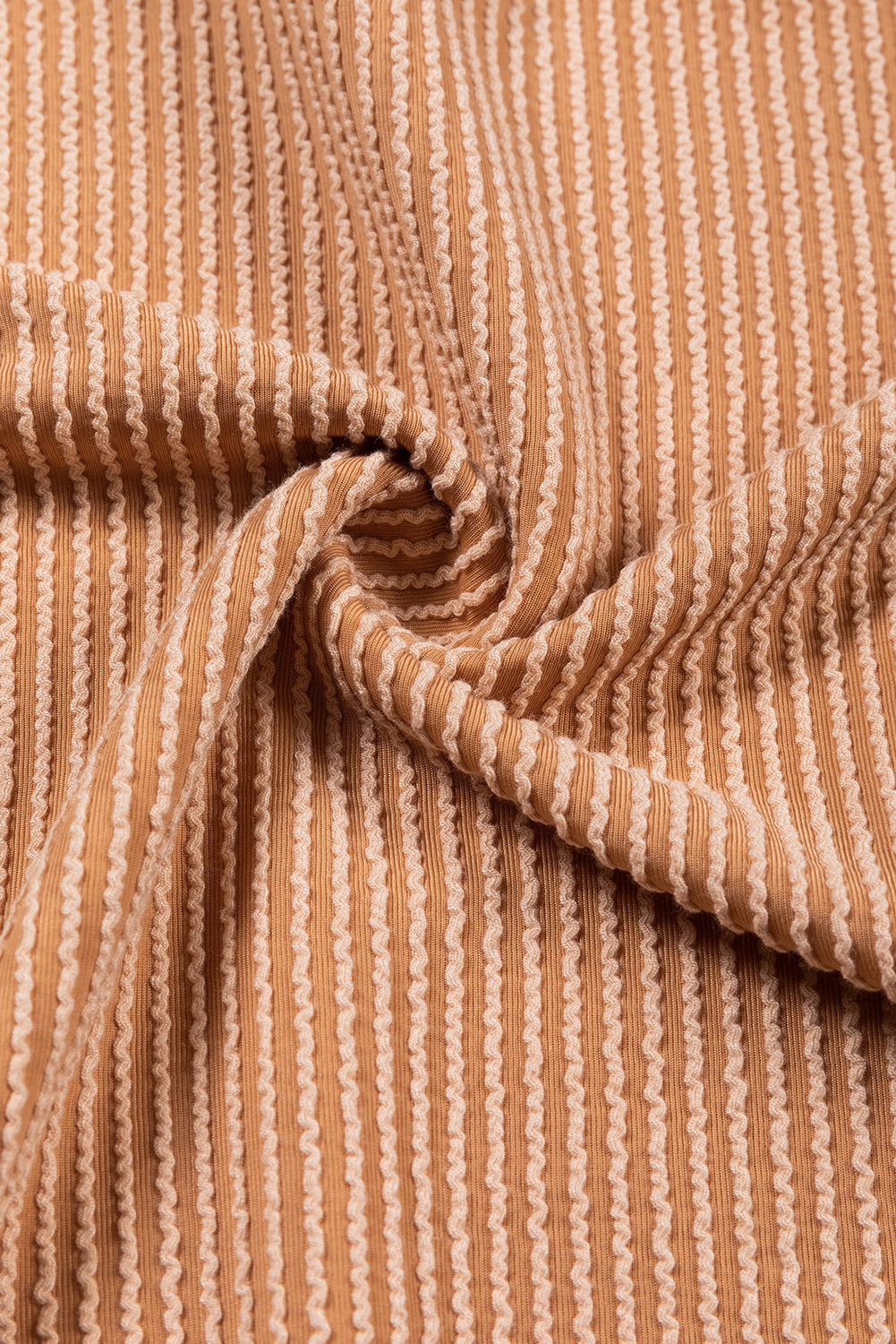 Khaki Colour Block Long Sleeve Ribbed Loose Top eAura