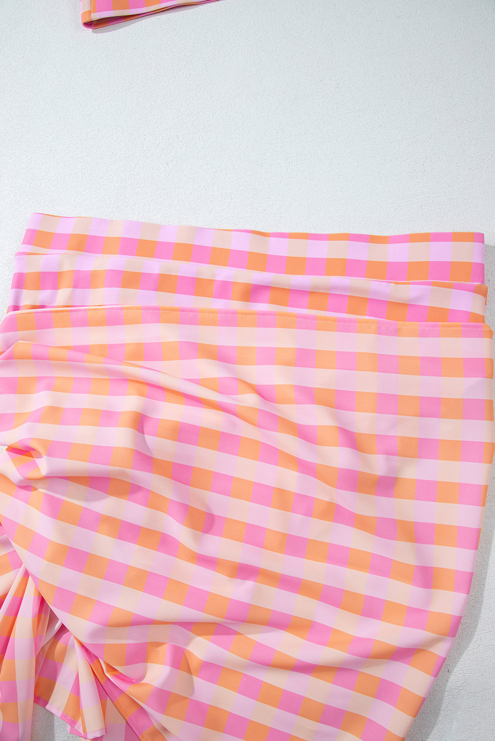 Pink Plus Size Plaid Print High Waist Bikini Set BB Fashion Outlet