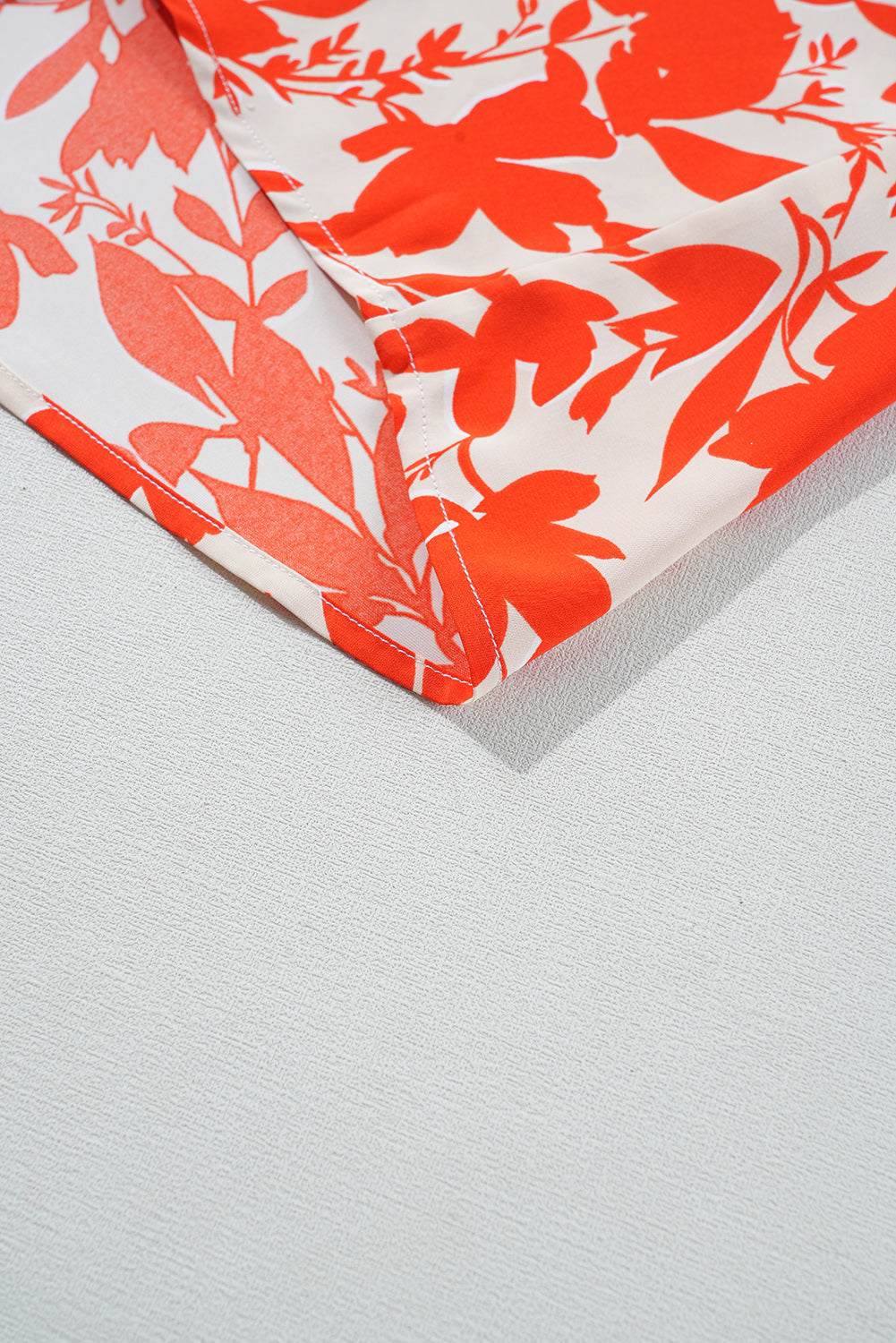 Orange Floral Ruffle Sleeve Print Top eAura