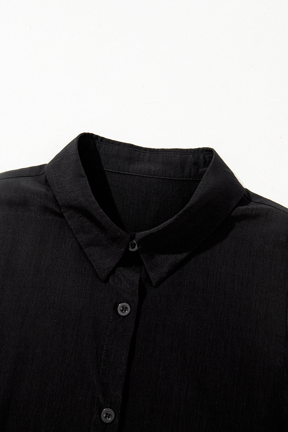 Black Sleeveless Buttoned Front Ruffle Hem Tunic Shirt eAura