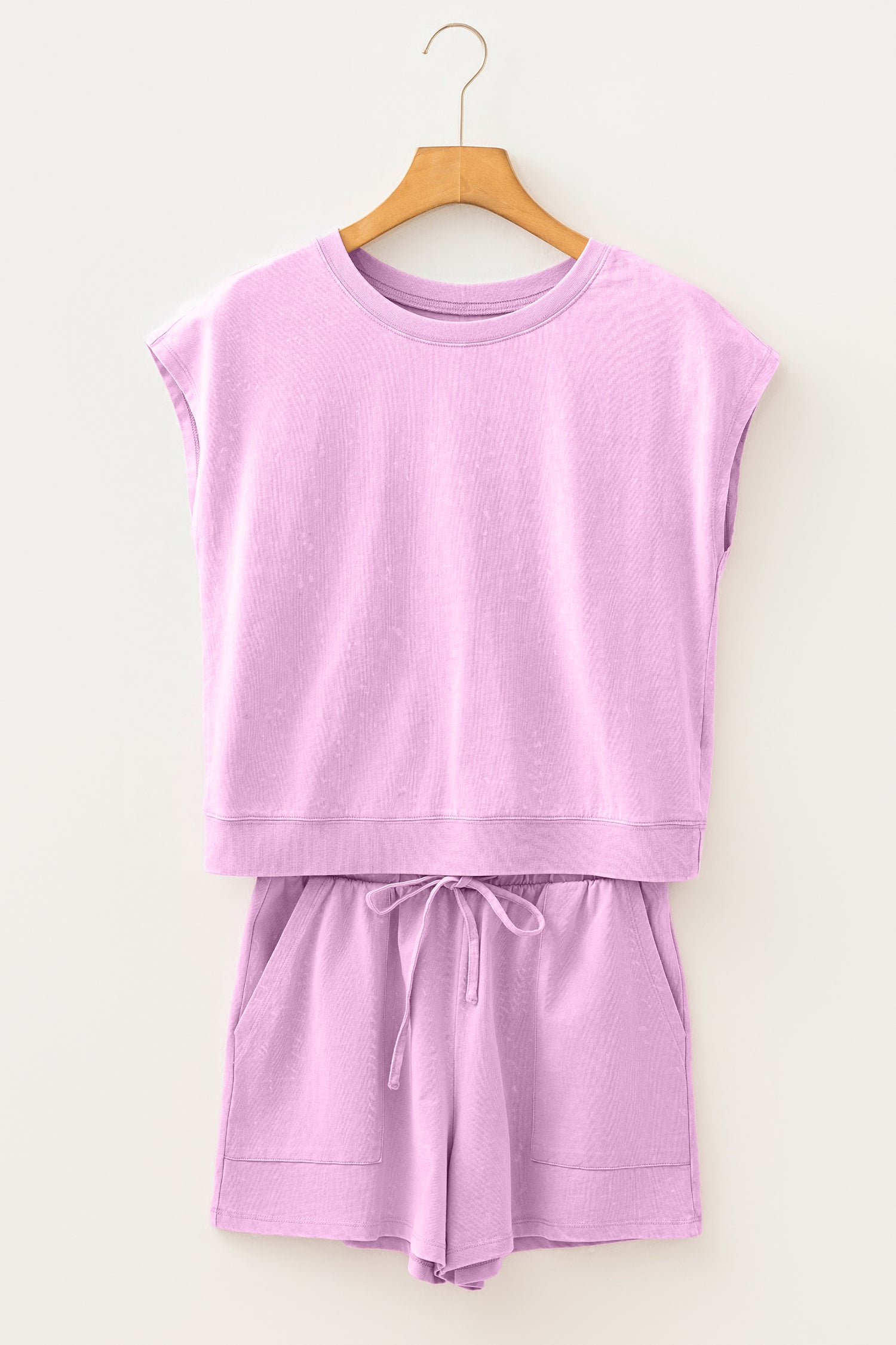 Mineral Wash Cotton Shorts & Tee Co-ord Set