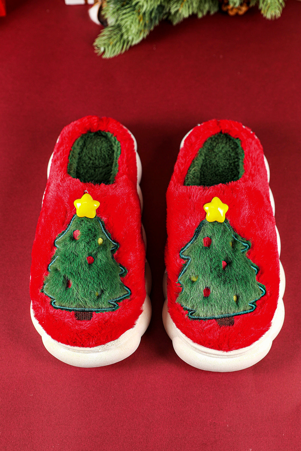 Red Christmas Tree Slippers - eAura