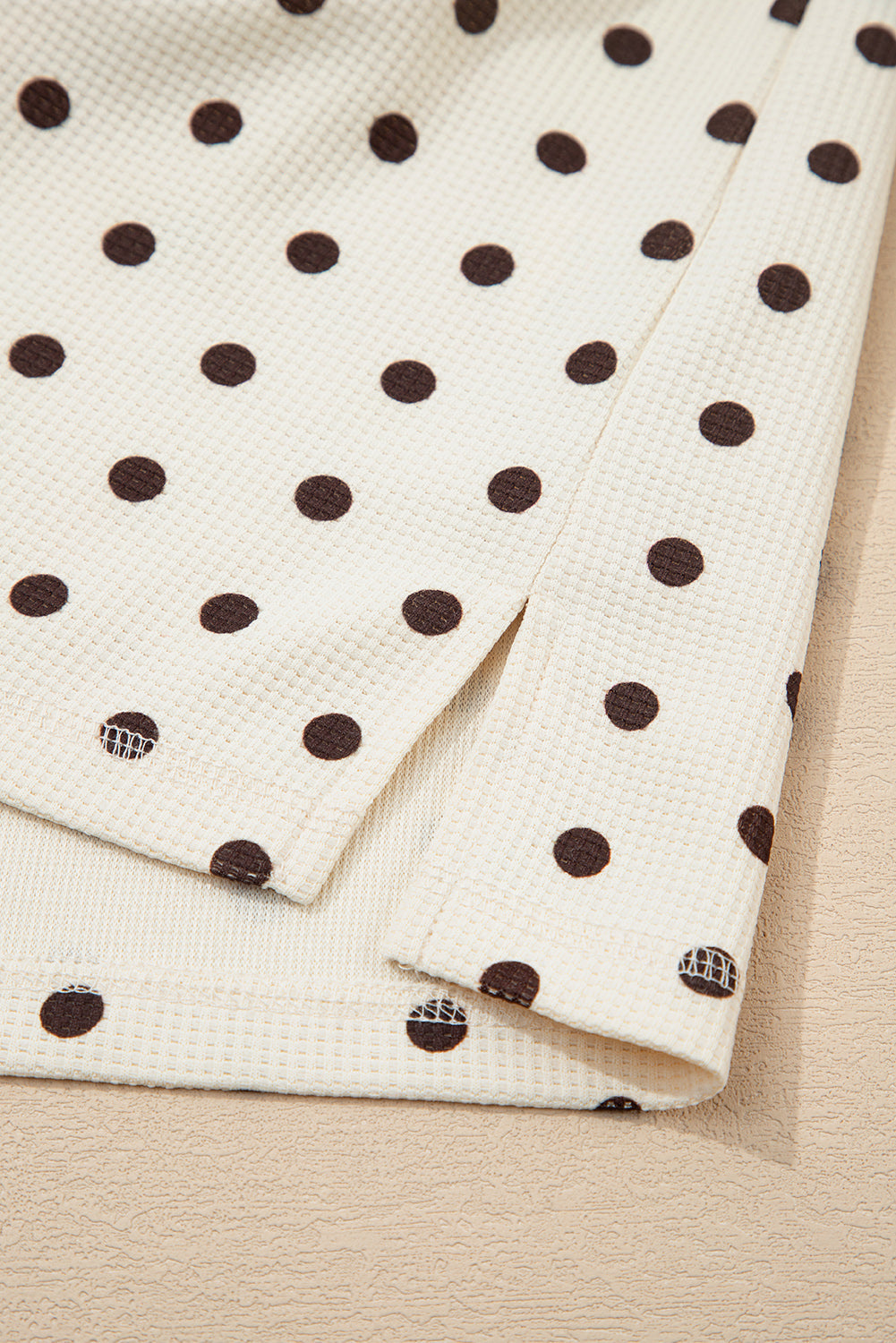 White Polka Dot Print Long Sleeve Top and Drawstring Bottoms Pyjamas eAura