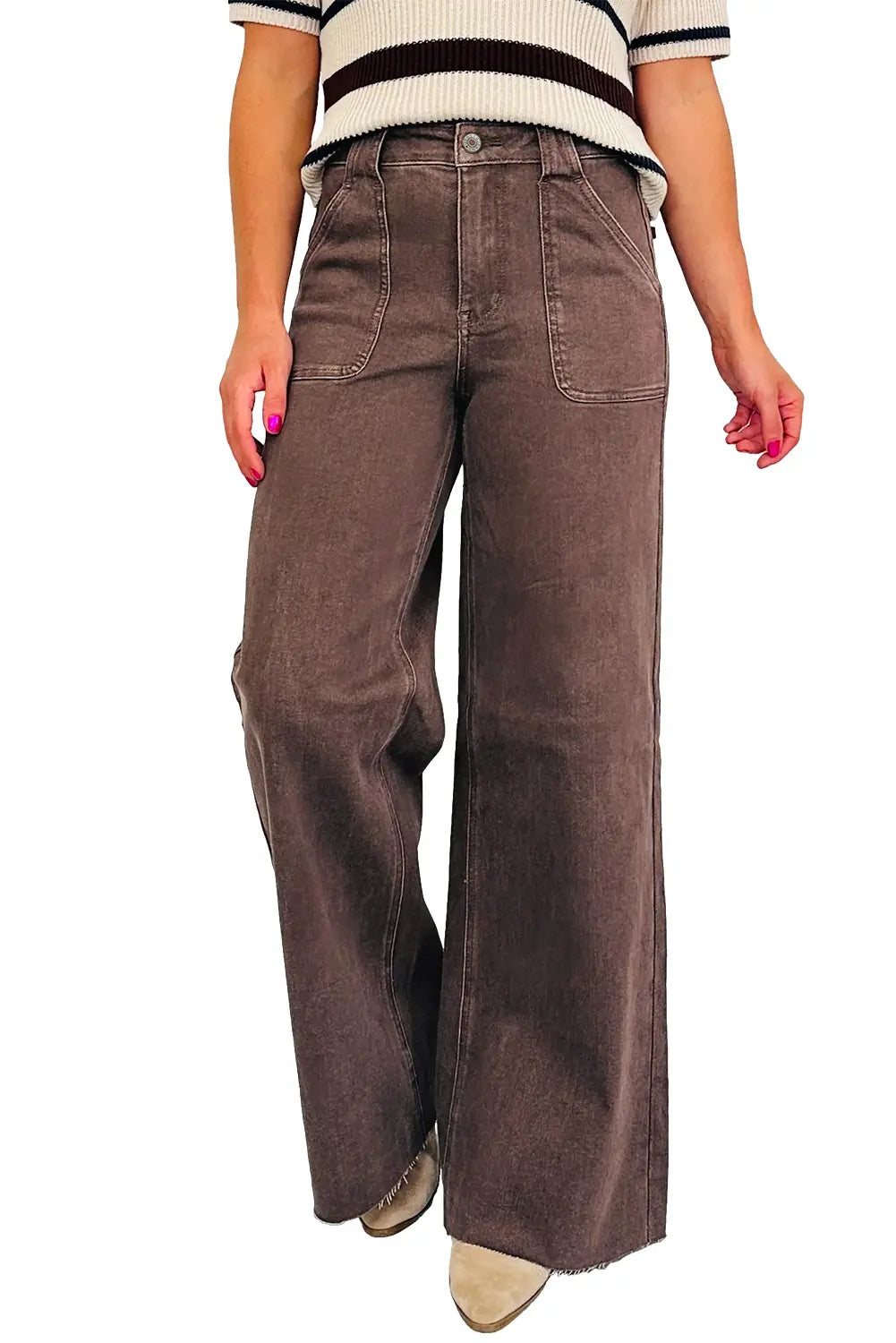Dusk Blue Retro Washed Patch Pocket Stretchy Jeans