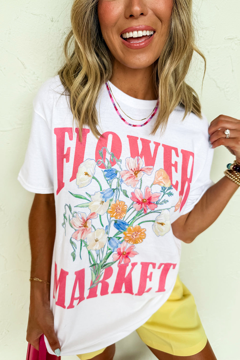 White FLOWER MARKET Graphic T Shirt BB Fashion Outlet