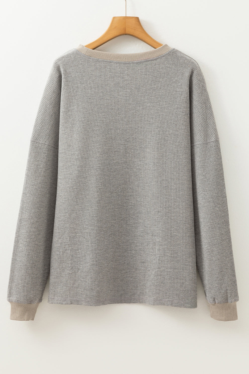 Grey Thermal Pullover Loose Sweatshirt eAura