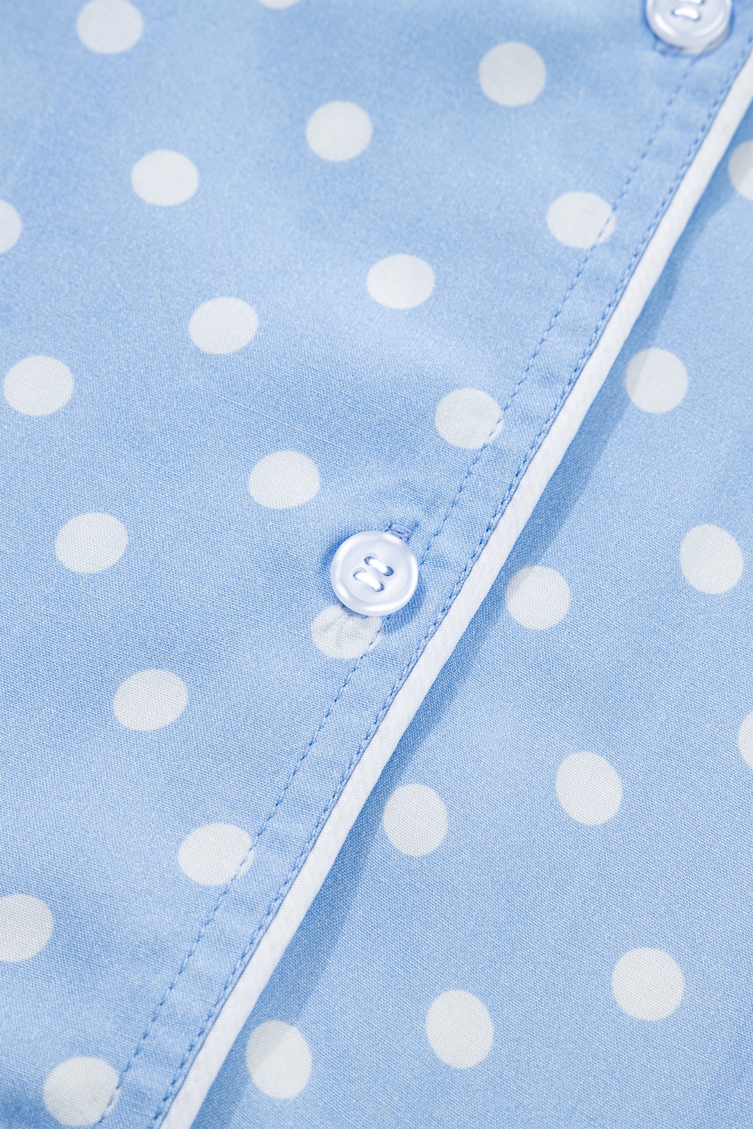 Sky Blue Dotted Print Soft Short Pajama Set – Light Blue