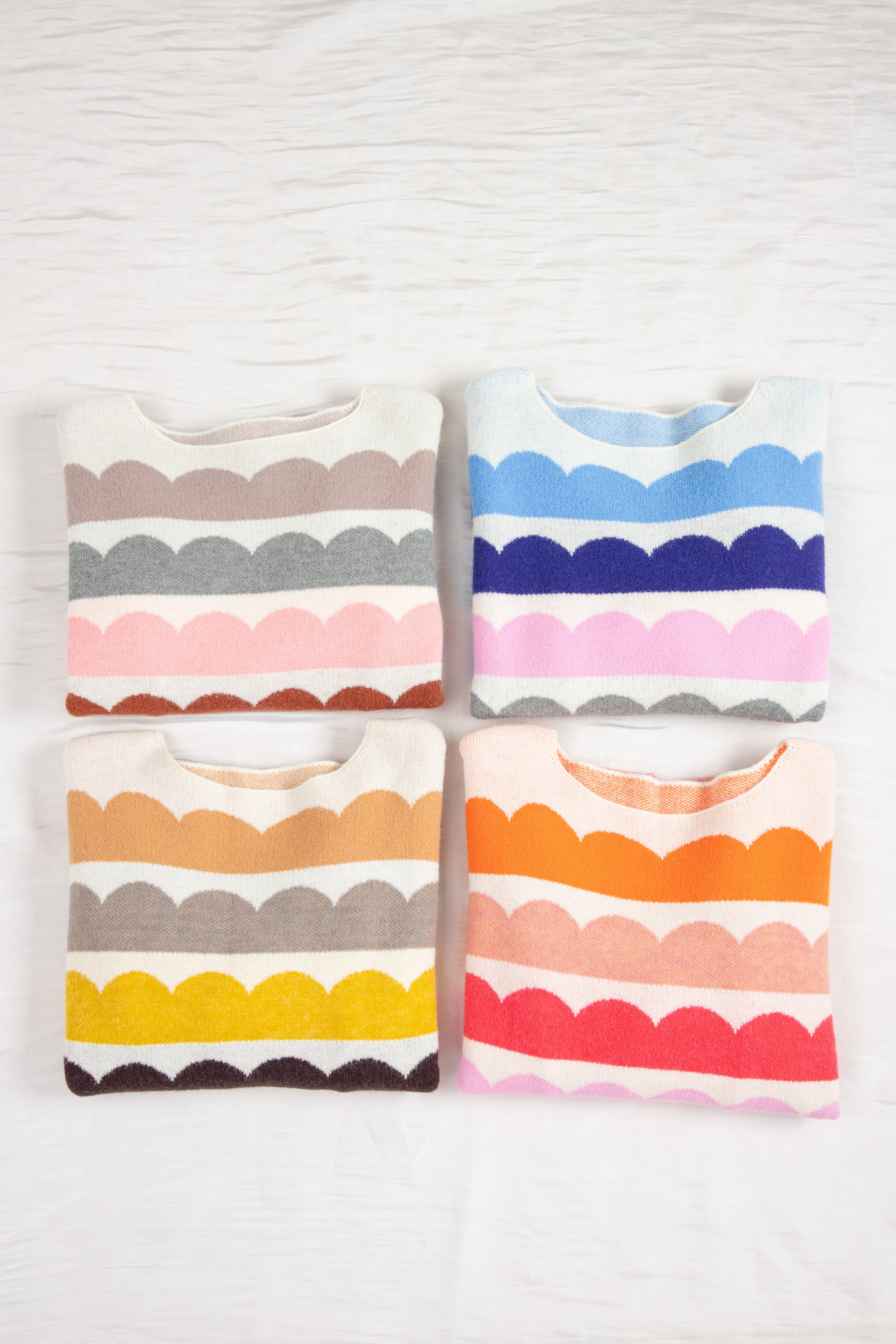 Dark Blue Wave Striped Balloon Sleeve Drop Shoulder Sweater - Sweaters & Cardigans/Sweaters