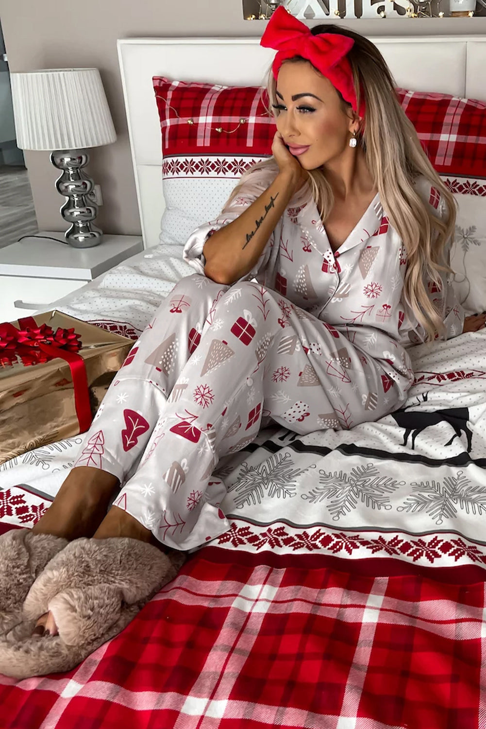 Christmas Print Shirt Pyjama Set eAura
