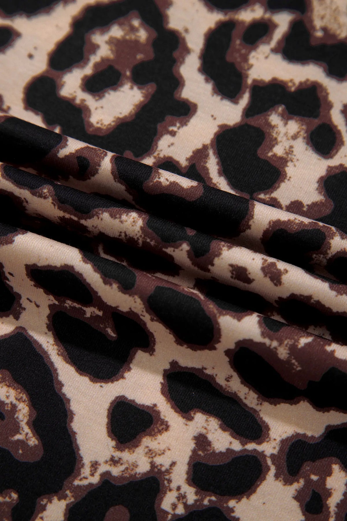 Leopard High Neck Long Sleeve Western Slim Top – Khaki