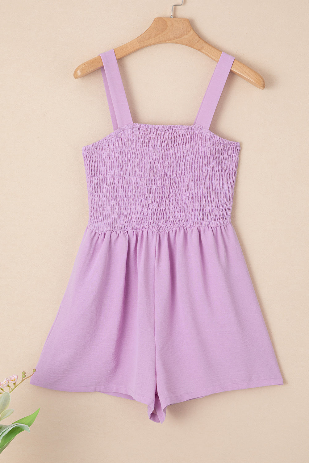 Casual Pocketed Smocked Sleeveless Romper – Phalaenopsis