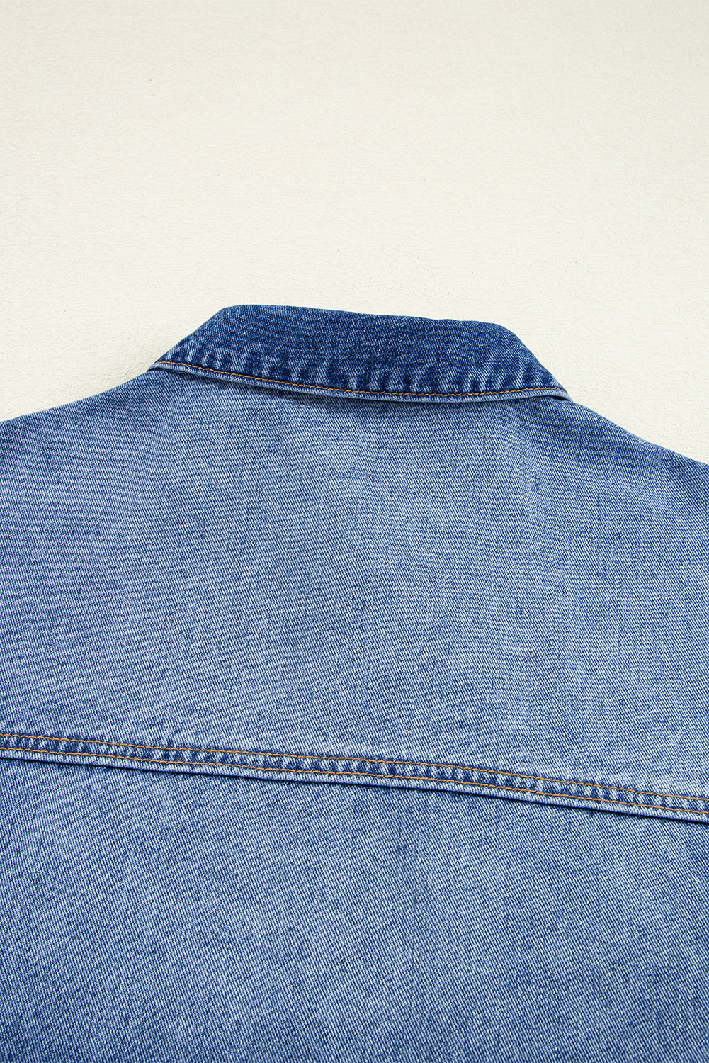 Peacock Blue Raw Edge Ruffled Short Sleeve Denim Jacket eAura