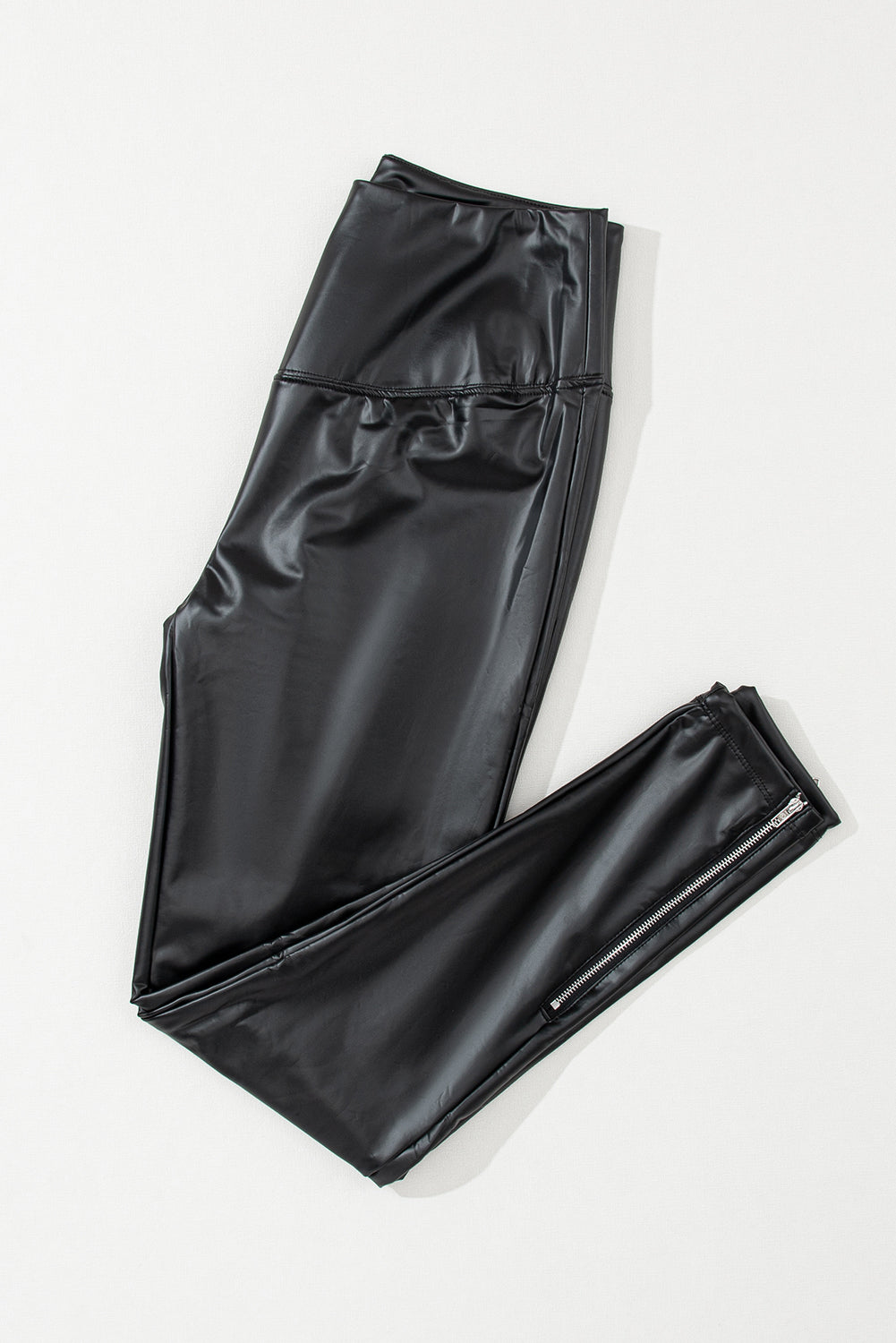 Black Faux Leather Zipped Detail Leggings Beagle Boutique Fashion Outlet