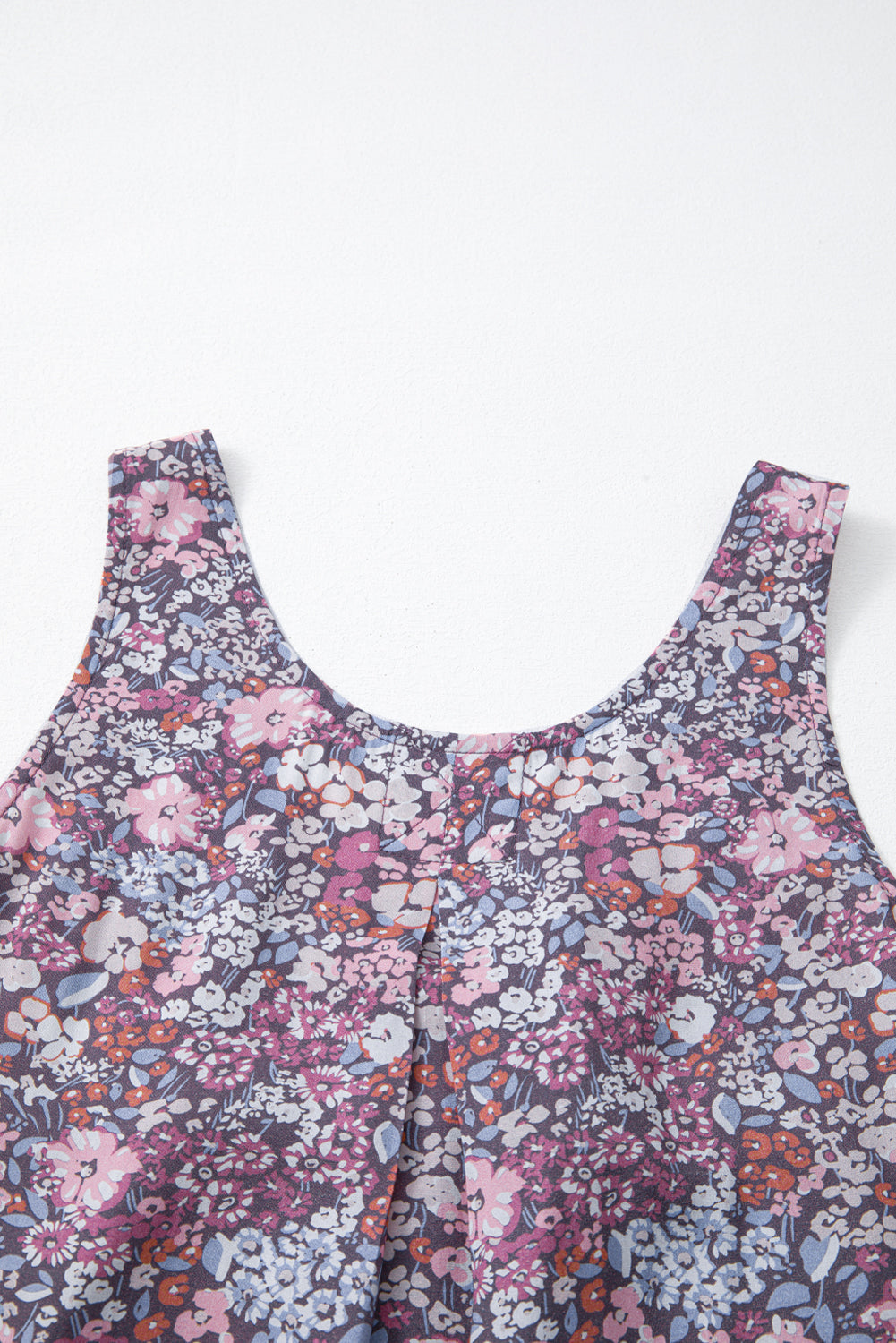 Boho Floral Pleated Buttoned Front Sleeveless Top eAura