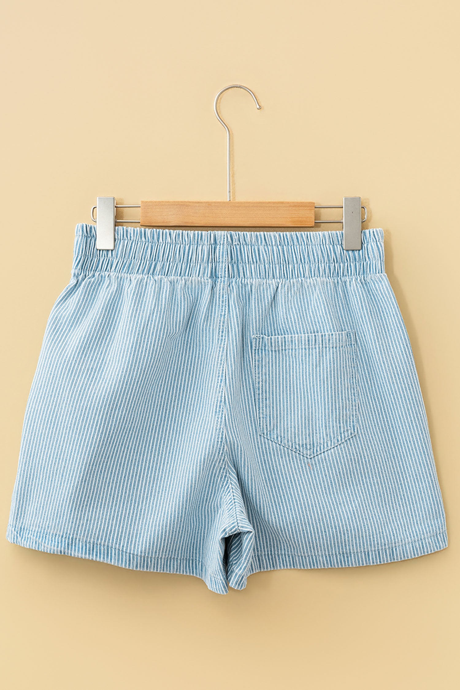 Plus Size Contrast Drawstring Elastic Waist Denim Shorts – Blue Stripe